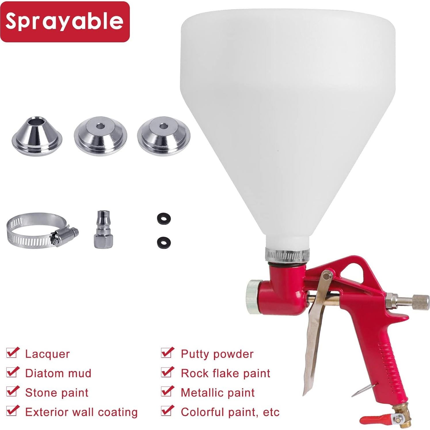 Pulverizador de Textura Aflybltol BL069 5.68L 3 Boquillas Rojo