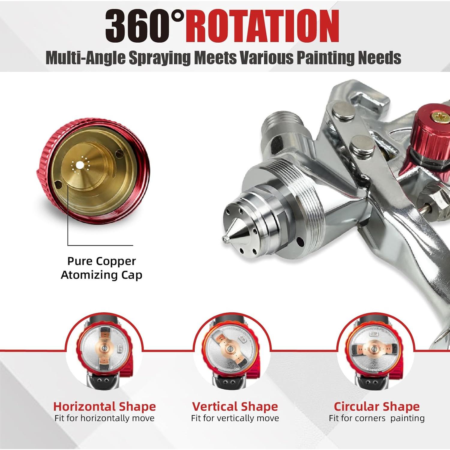 Pistola de Pulverización HVLP ZHUITU H-827P 1000cc 3 Boquillas