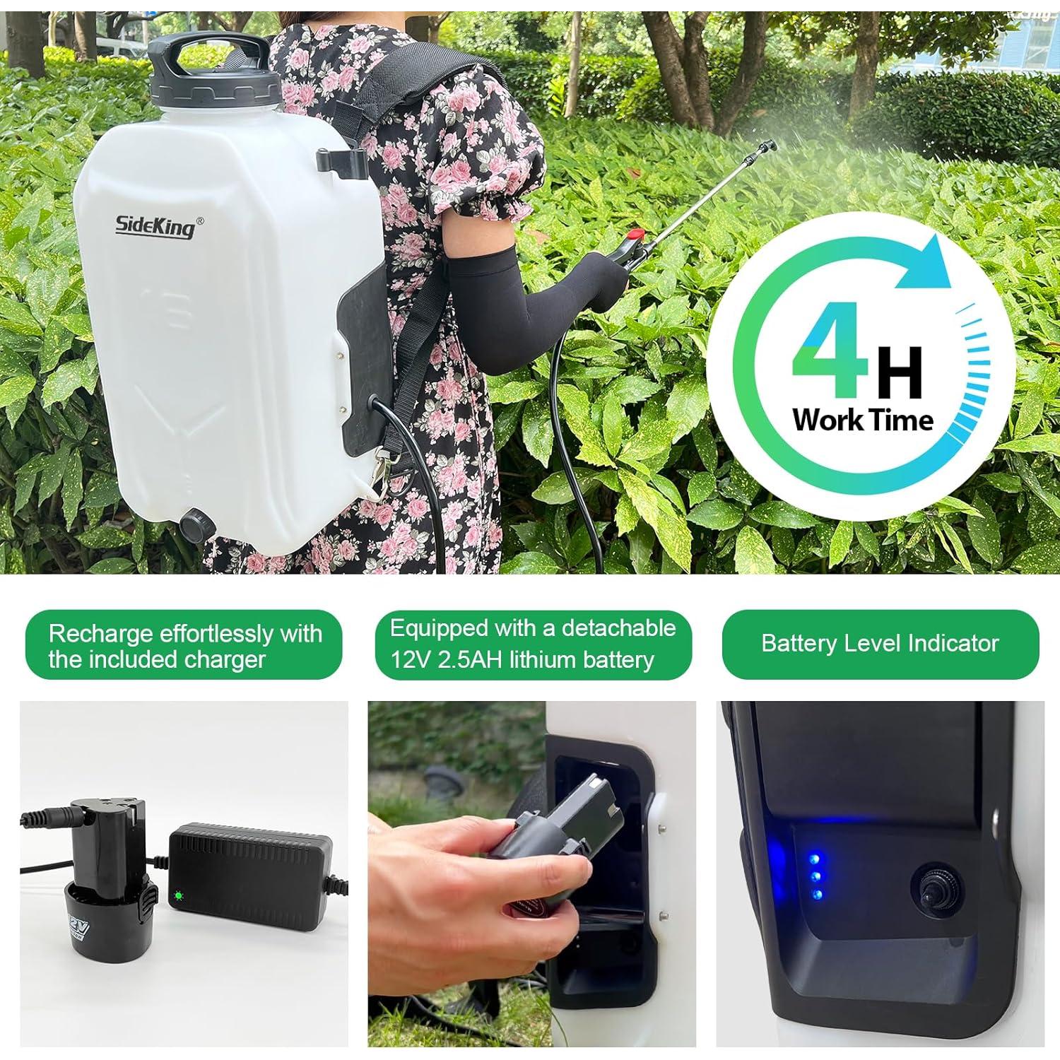 Pulverizador de Mochila Eléctrico SideKing 4 Galones 12V