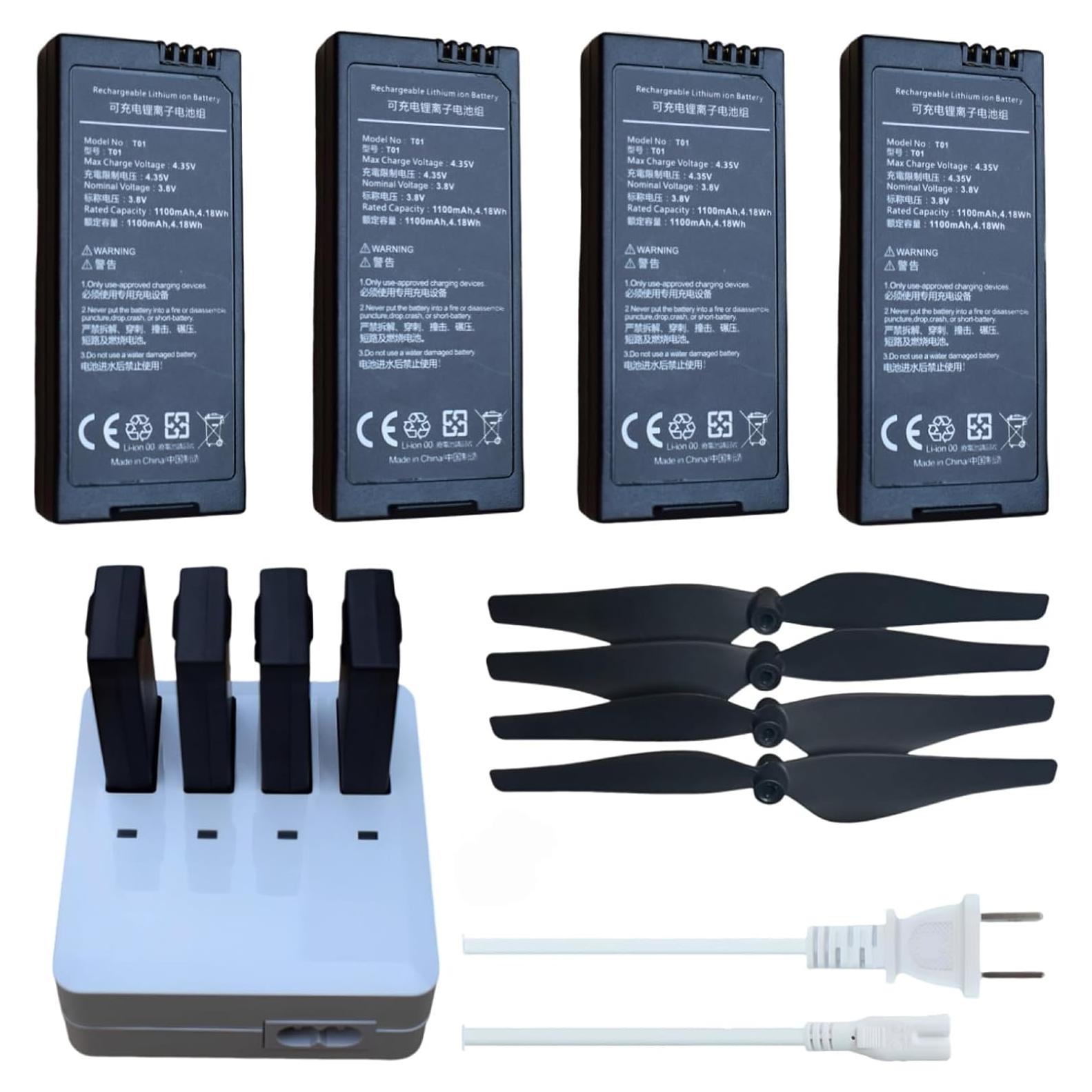 4X Tello Batteries & AC Charger & 4X Propeller for DJI Tello Drone RC Quadcopter