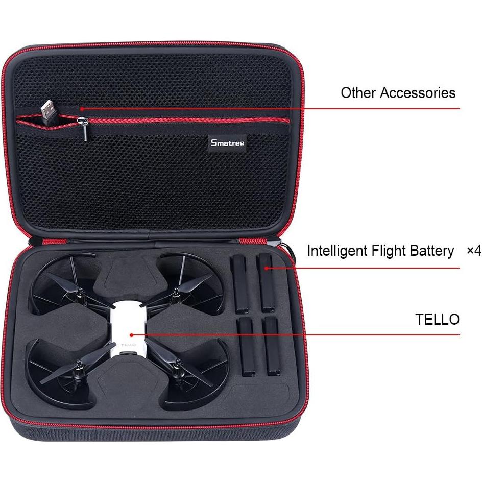 Funda Dura Smatree para Drone DJI Tello con 4 Baterías