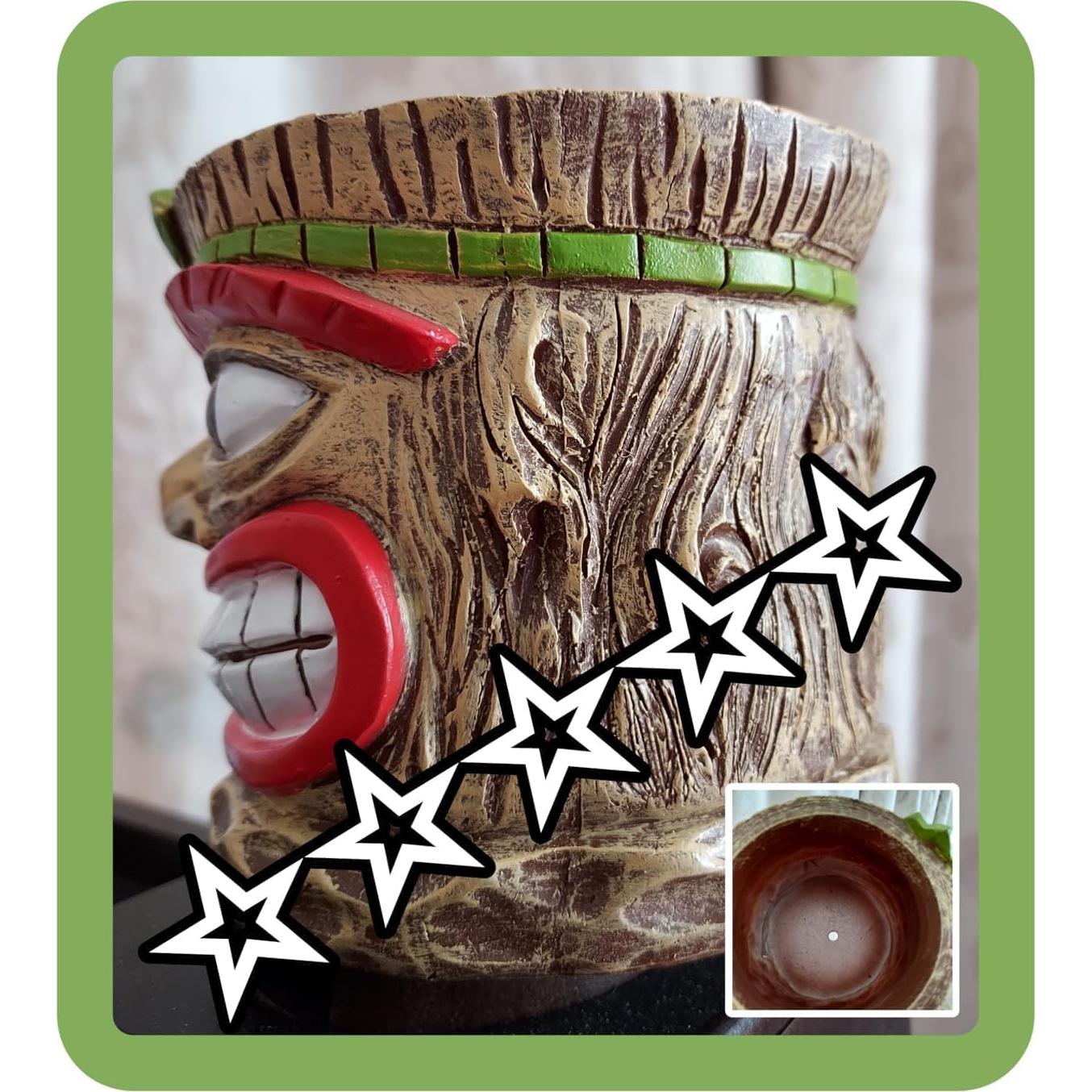 Maceta Tiki Picvelno de Resina para Suculentas 10.4 cm