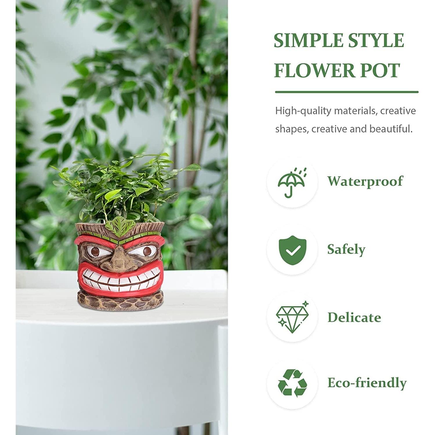 Maceta Tiki Picvelno de Resina para Suculentas 10.4 cm