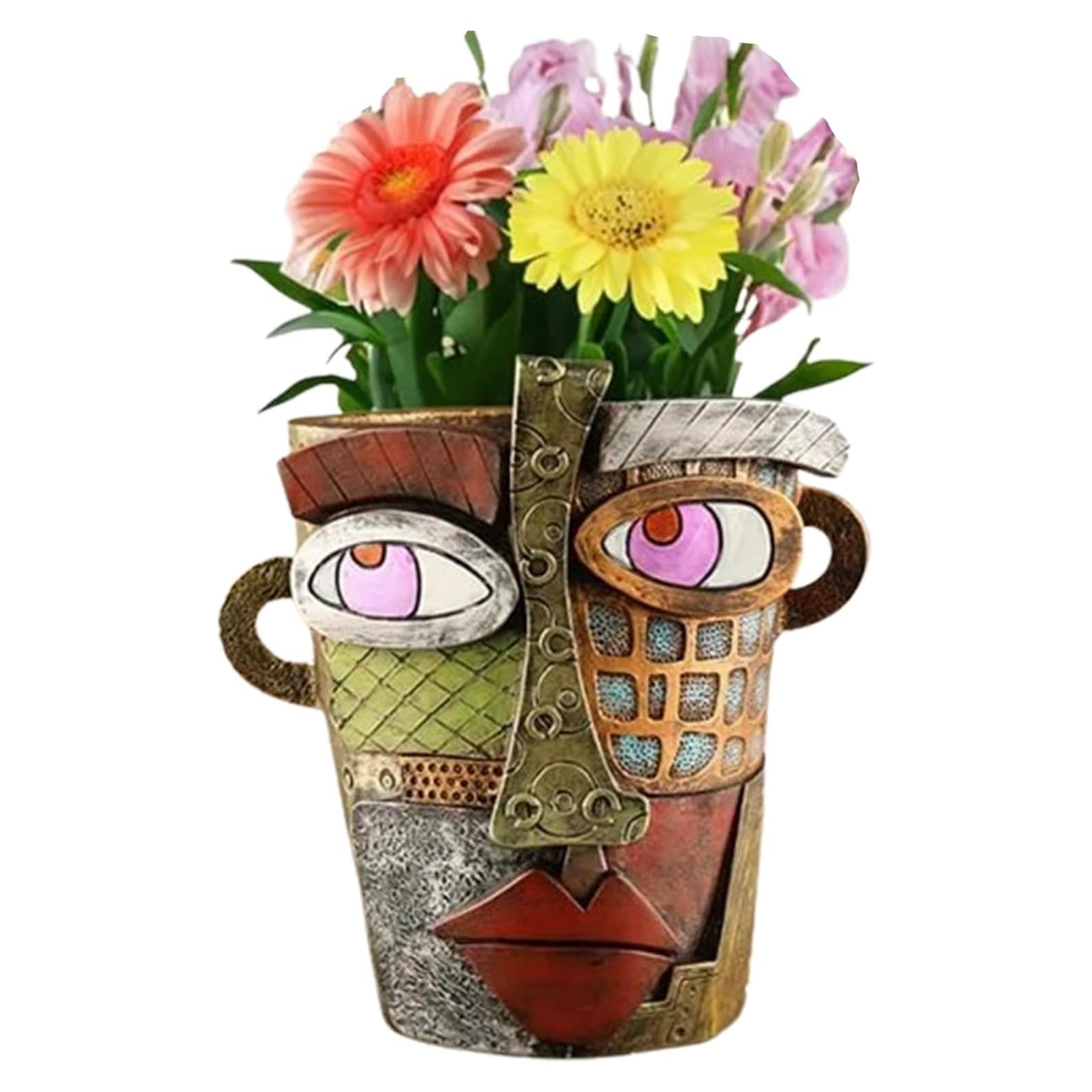 Maceta de Flores Abstracta TOZLU 17.78cm Resina Colorida