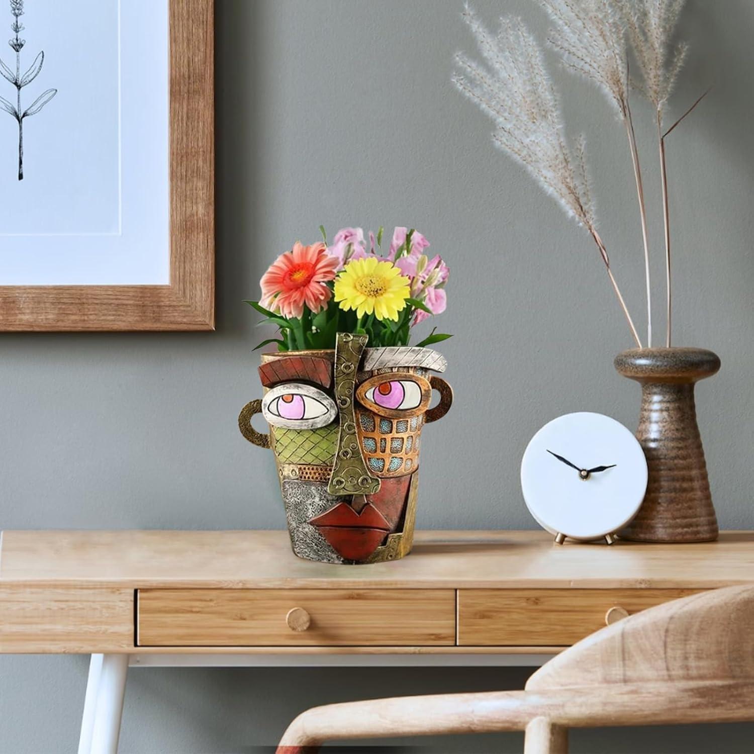 Maceta de Flores Abstracta TOZLU 17.78cm Resina Colorida