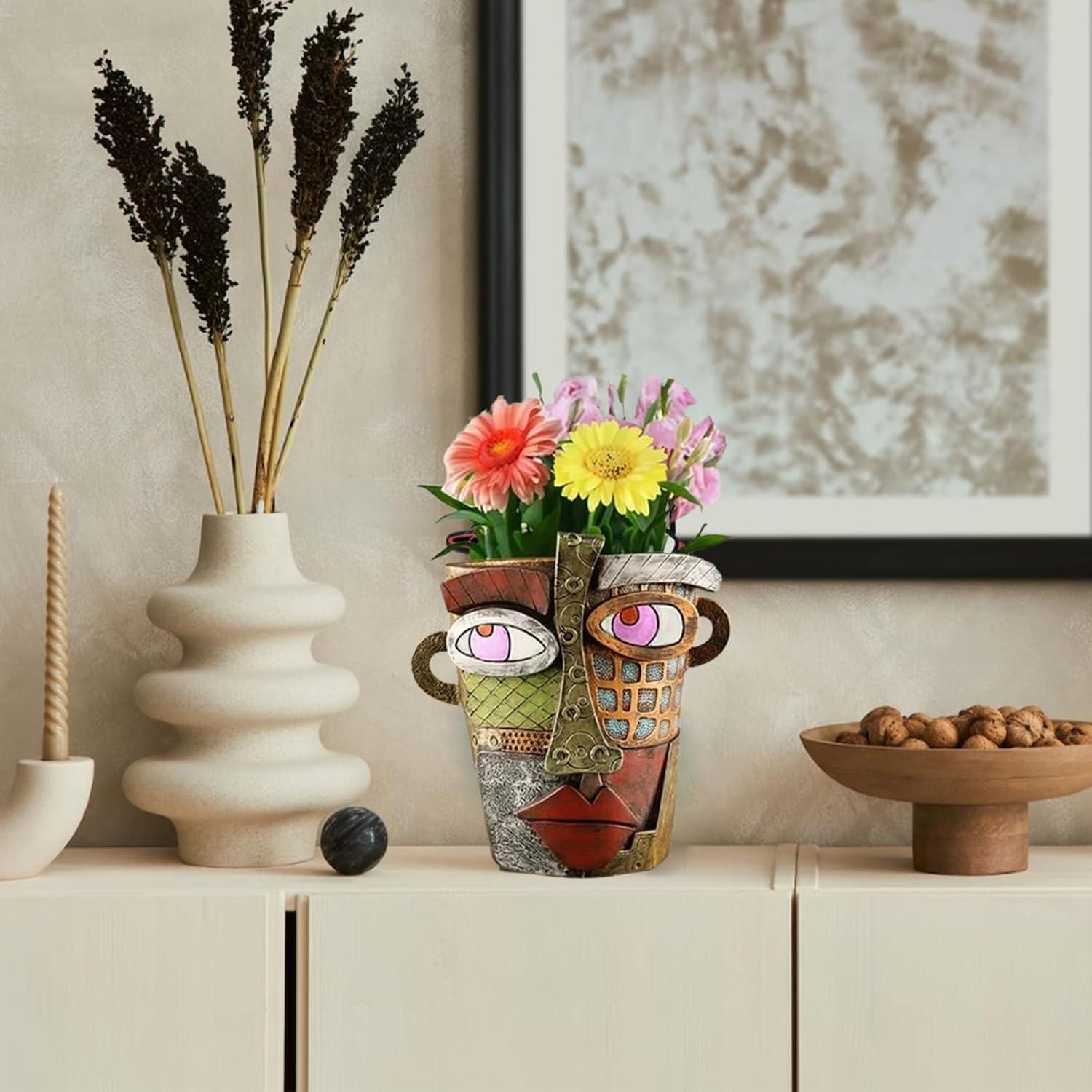Maceta de Flores Abstracta TOZLU 17.78cm Resina Colorida