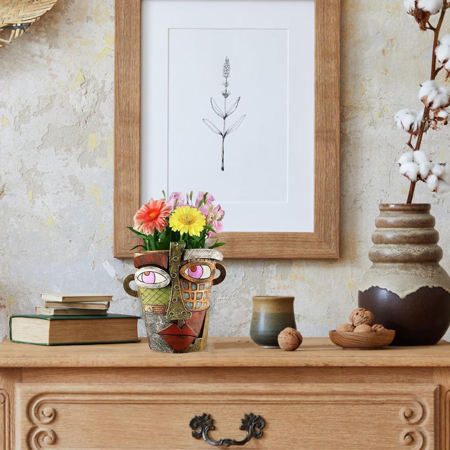 Maceta de Flores Abstracta TOZLU 17.78cm Resina Colorida