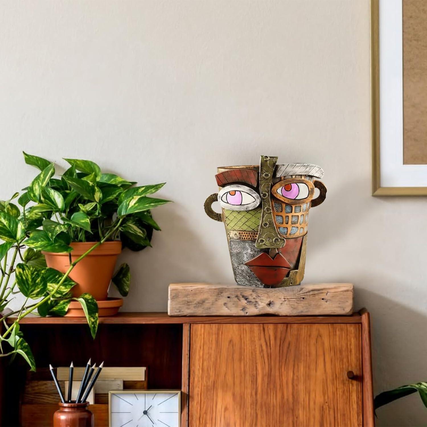 Maceta de Flores Abstracta TOZLU 17.78cm Resina Colorida