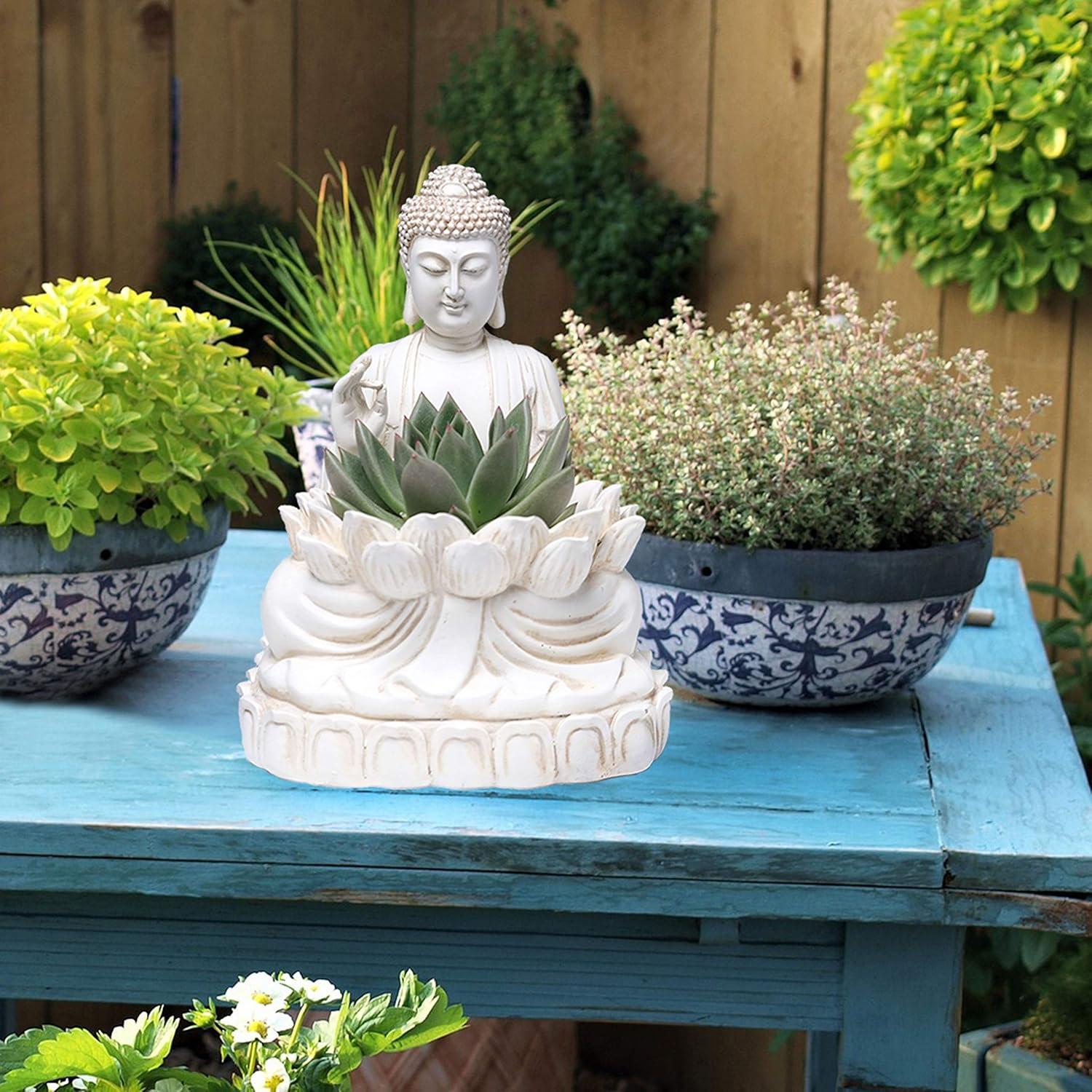 Maceta Zen Buda Bella Haus 24.1 cm Poliresina Decorativa