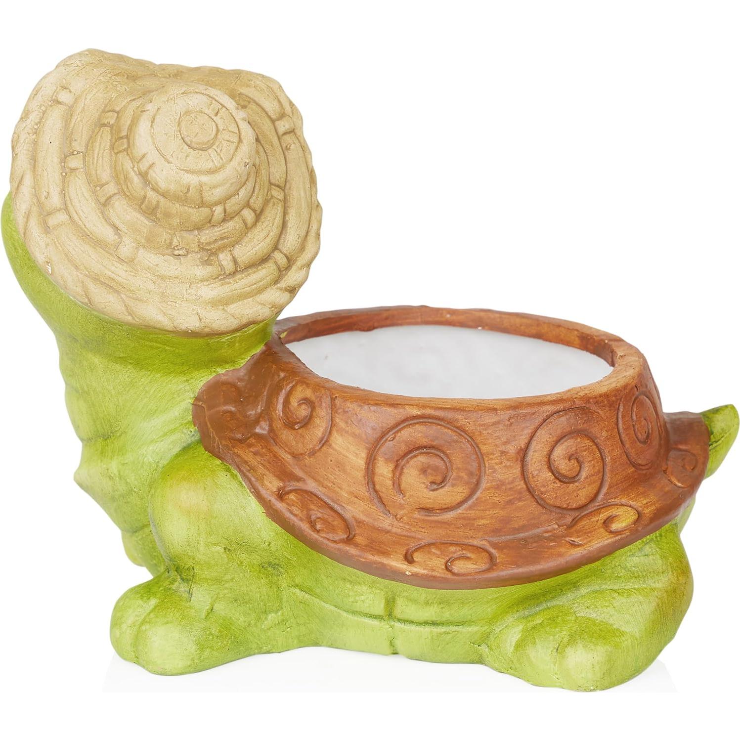 Alpine Corporation WTJ344HH Turtle Pot Planter, Playful Decor for Garden, Patio, Deck, & Lawn, 7" H, Multicolor