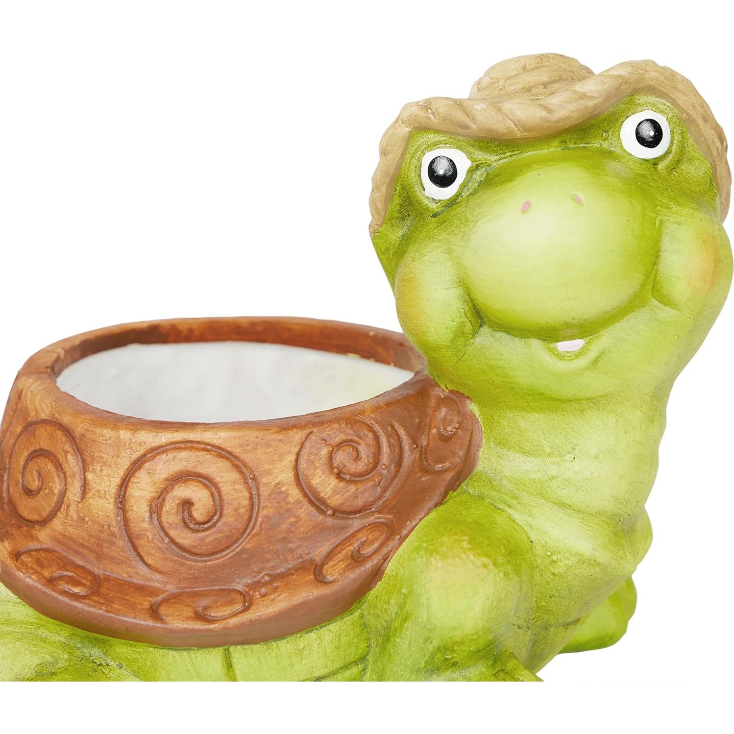 Alpine Corporation WTJ344HH Turtle Pot Planter, Playful Decor for Garden, Patio, Deck, & Lawn, 7" H, Multicolor