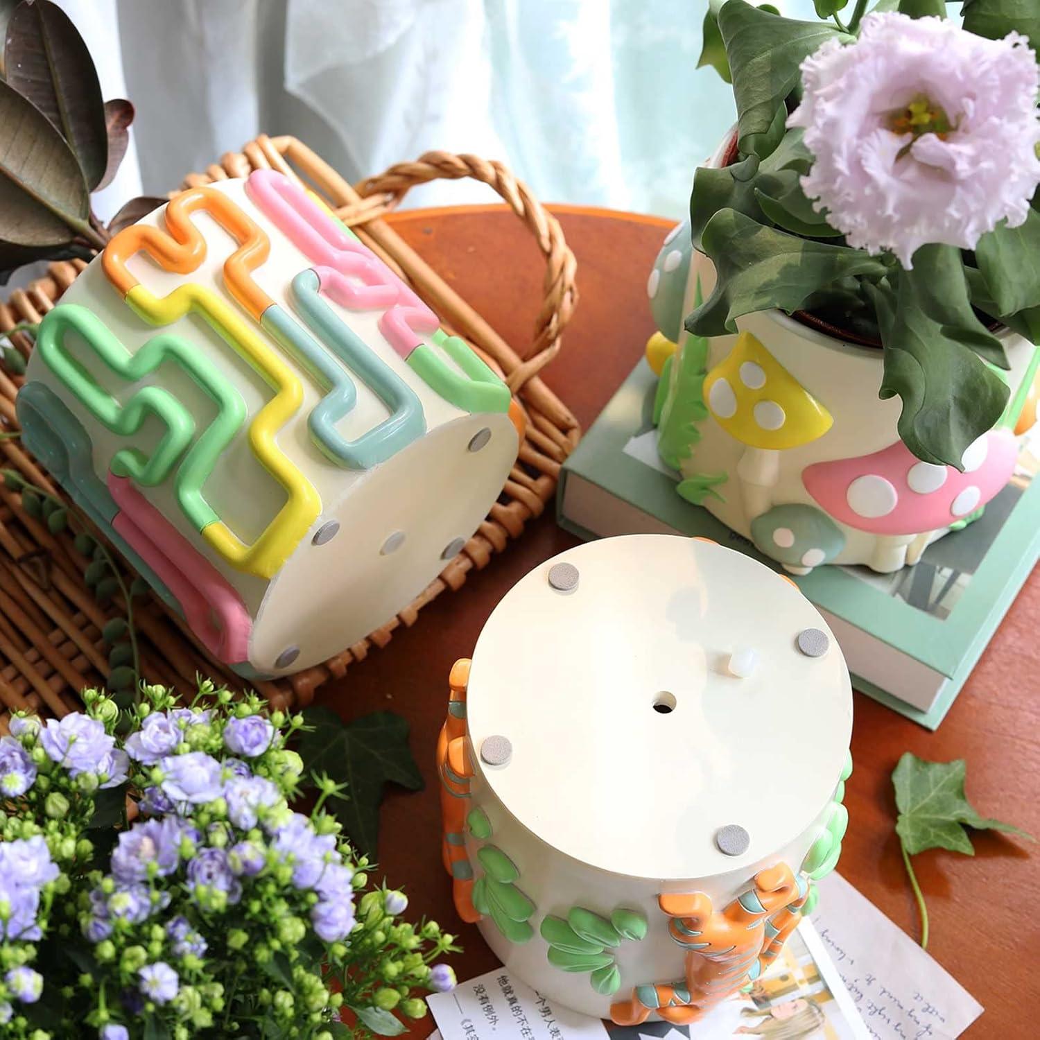 Maceta Colorida GUGUGO Hongo Arcoíris 12.7 cm con Drenaje