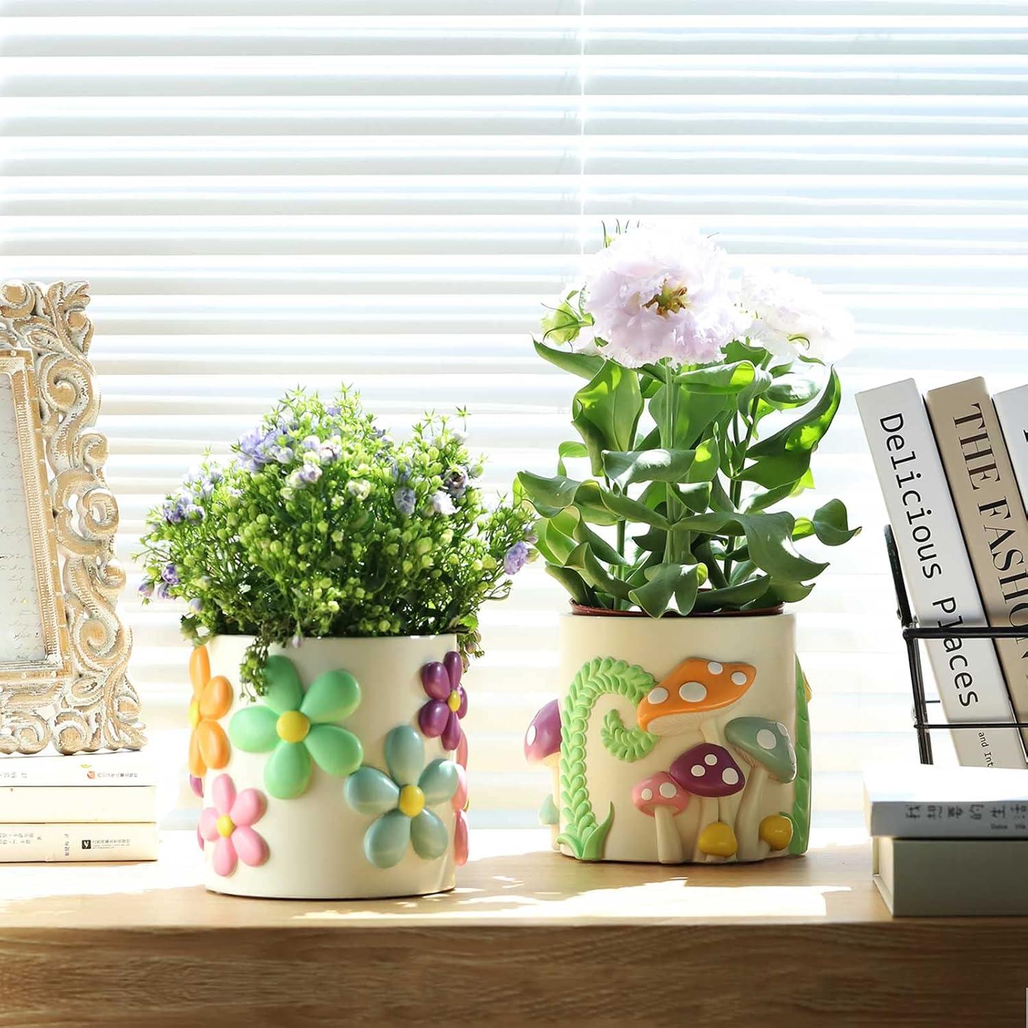 Maceta Colorida GUGUGO Hongo Arcoíris 12.7 cm con Drenaje