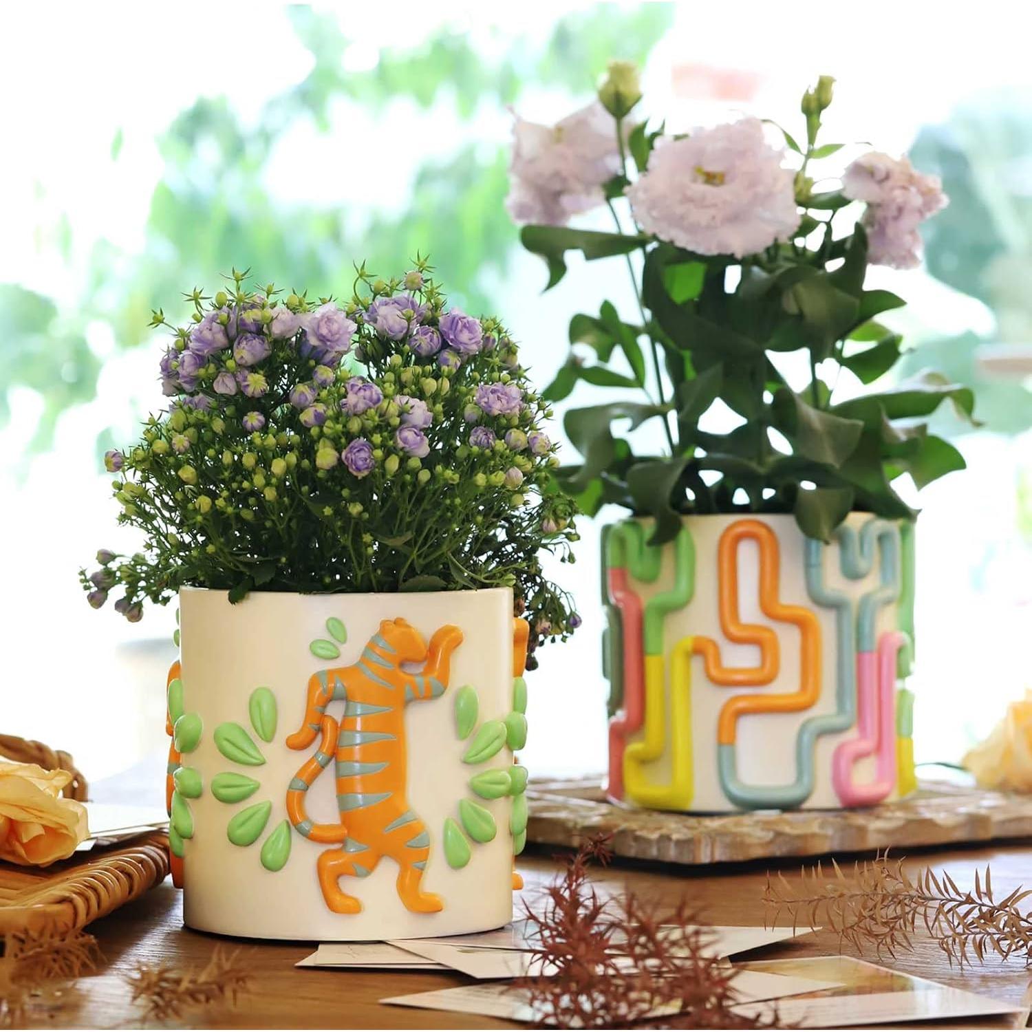 Maceta Colorida GUGUGO Hongo Arcoíris 12.7 cm con Drenaje