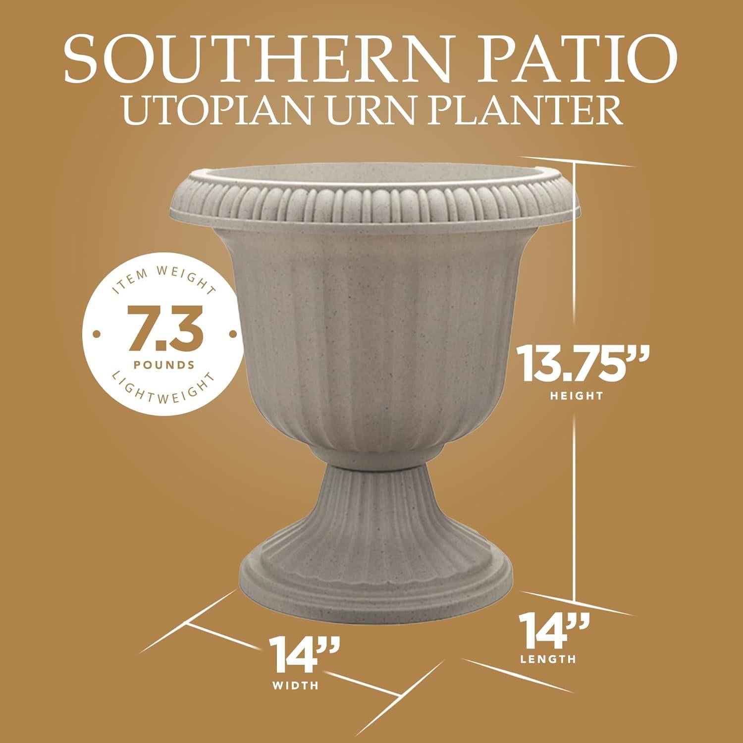 Maceta Urn Exterior 14" Southern Patio - 2 Paquete Piedra