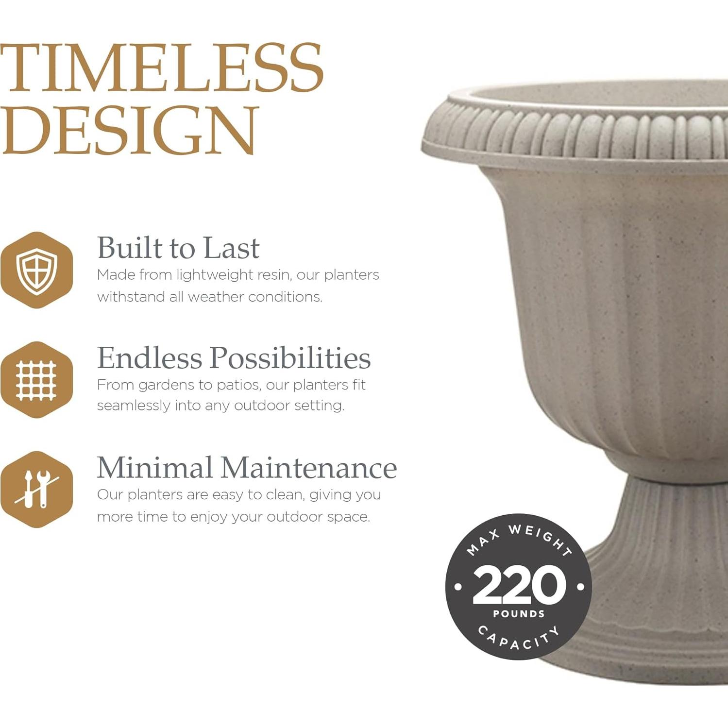 Maceta Urn Exterior 14" Southern Patio - 2 Paquete Piedra