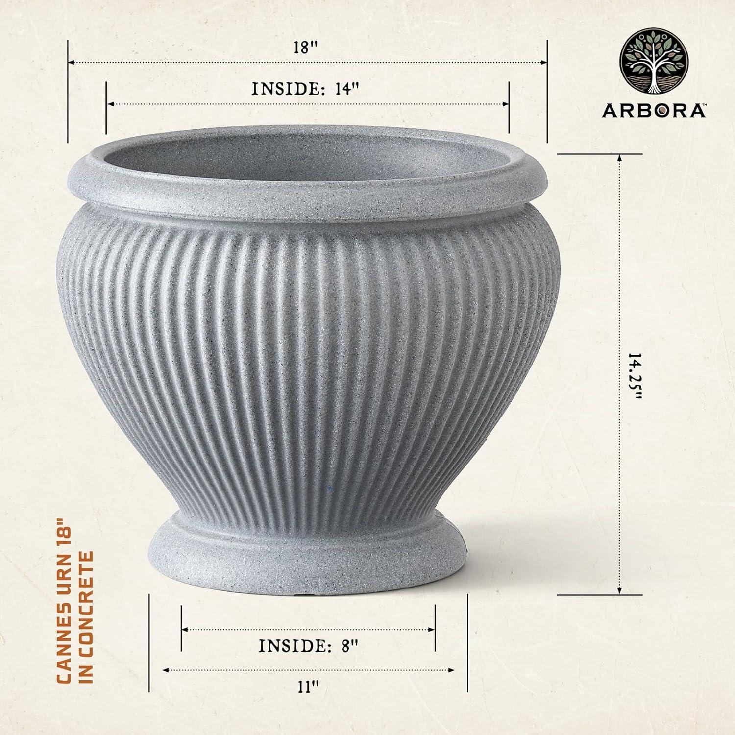 Maceta Arbora 45.72cm Urna Cannes Poliresina Gris Concreto