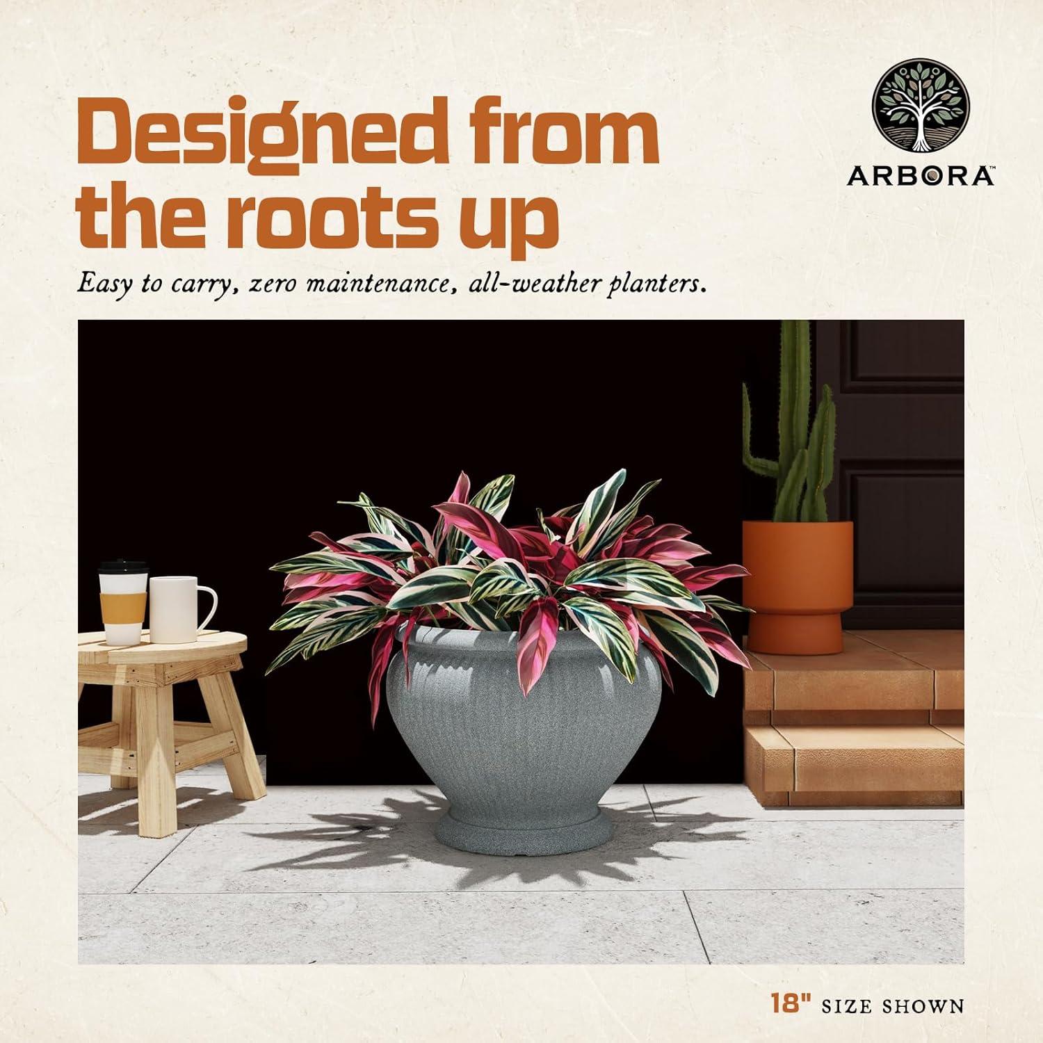 Maceta Arbora 45.72cm Urna Cannes Poliresina Gris Concreto