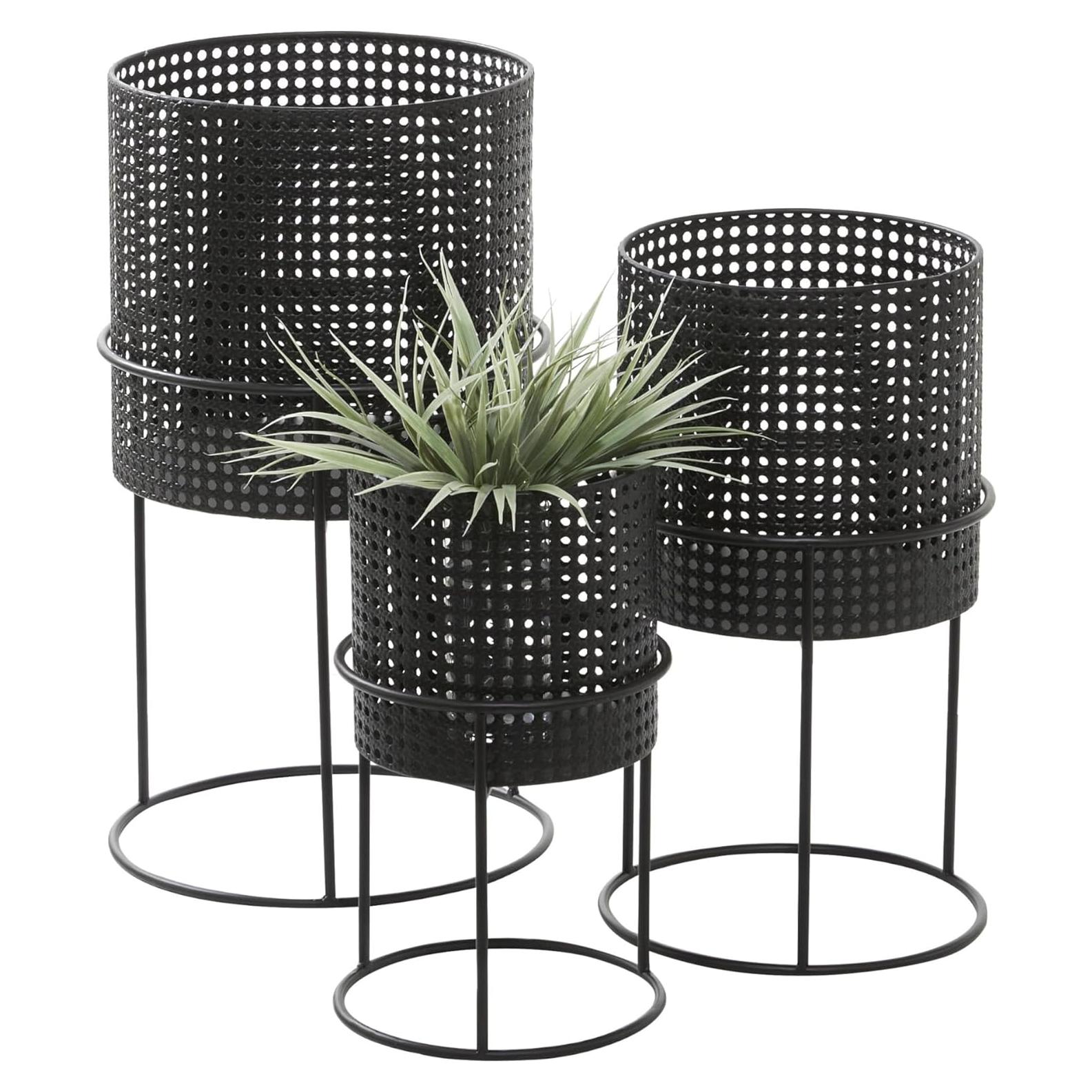Juego de 3 Macetas Metálicas CosmoLiving 58.42cm Negro