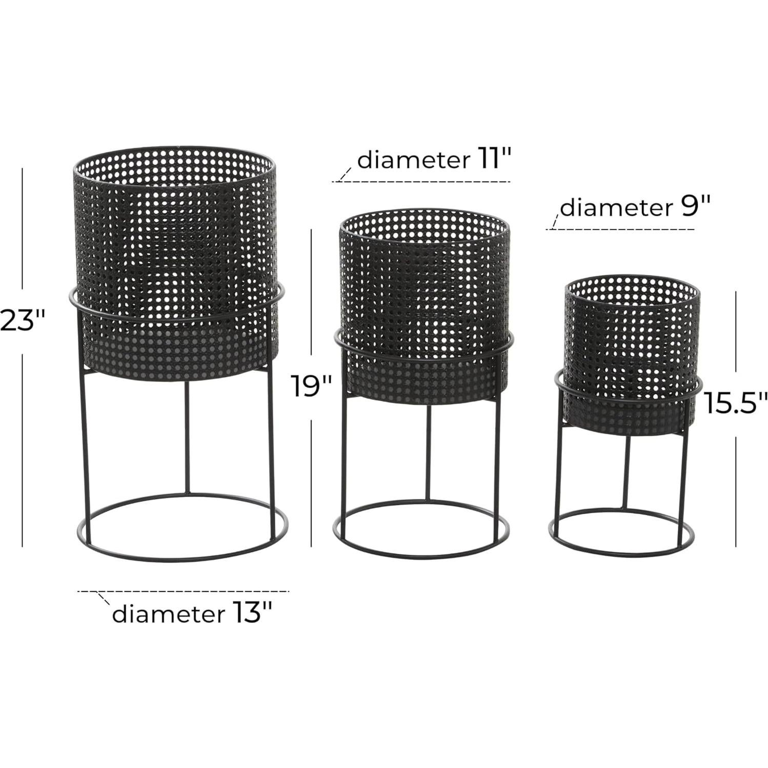 Juego de 3 Macetas Metálicas CosmoLiving 58.42cm Negro