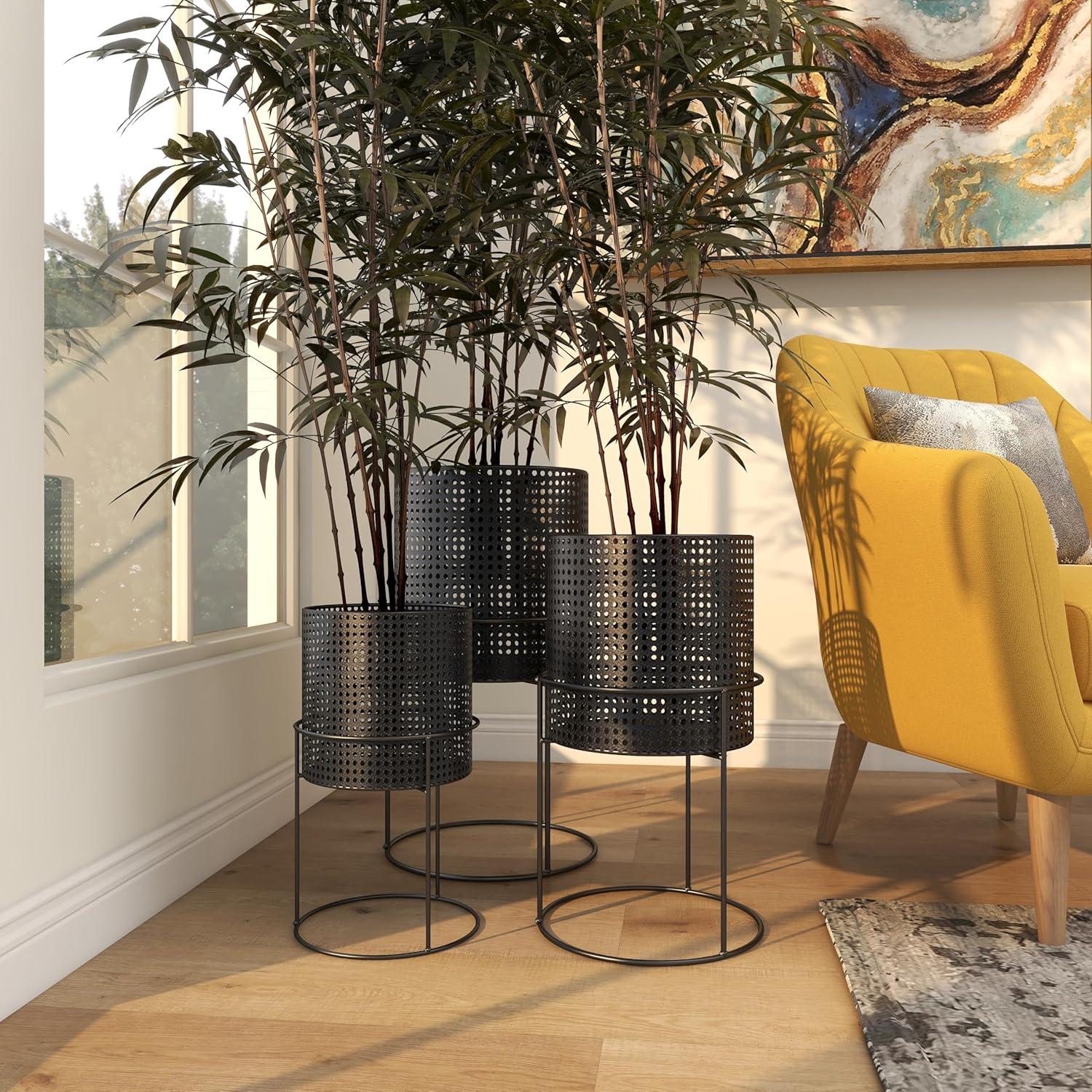 Juego de 3 Macetas Metálicas CosmoLiving 58.42cm Negro