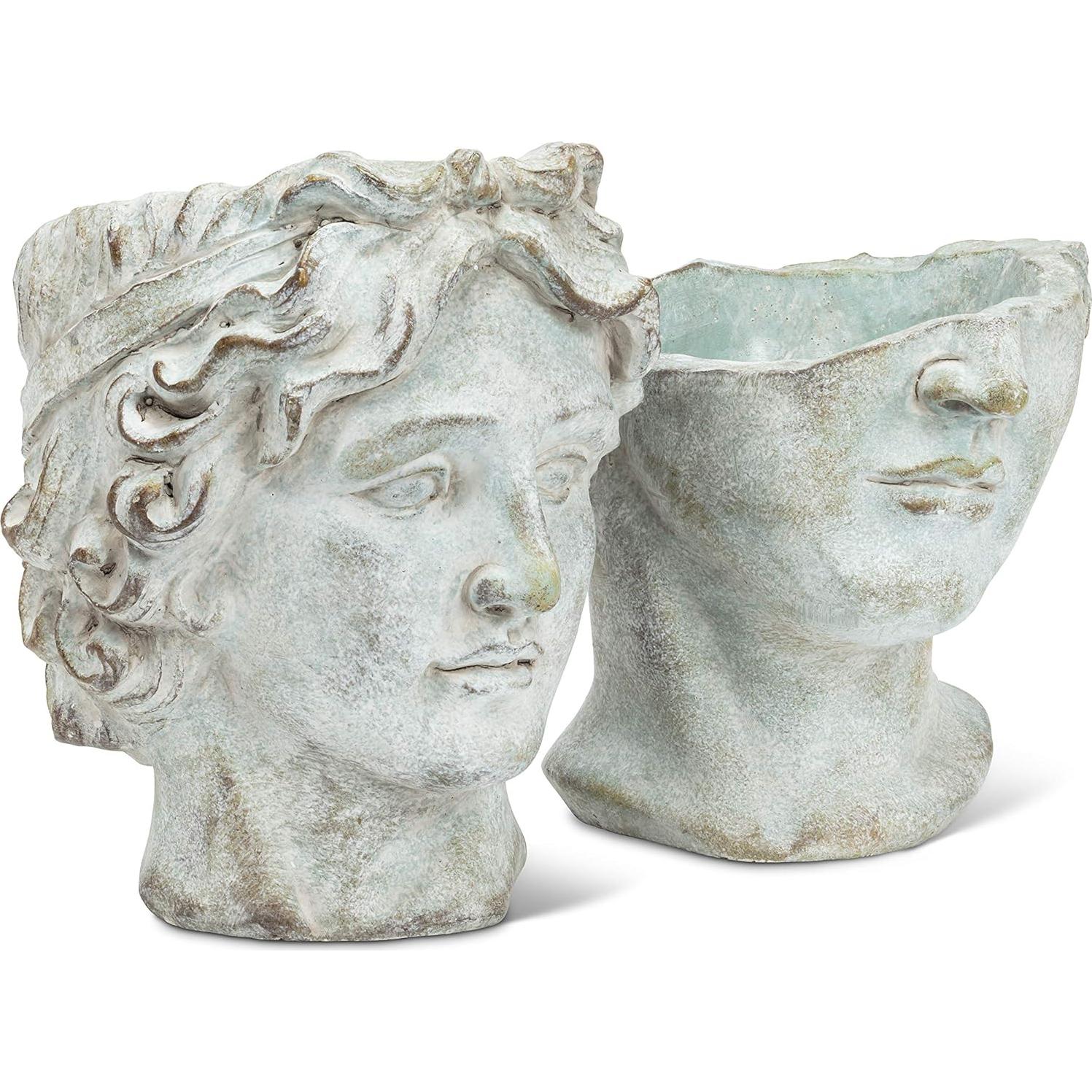 Maceta de Cara Masculina a Medias Colección Abbott 18 cm Gris