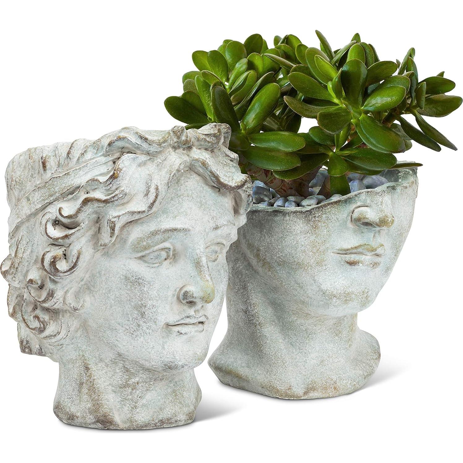 Maceta de Cara Masculina a Medias Colección Abbott 18 cm Gris