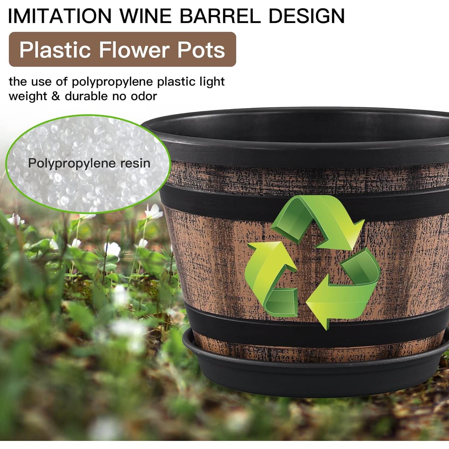 Macetas Quarut 3 Pack 25.4 cm Barril de Whisky Marrón