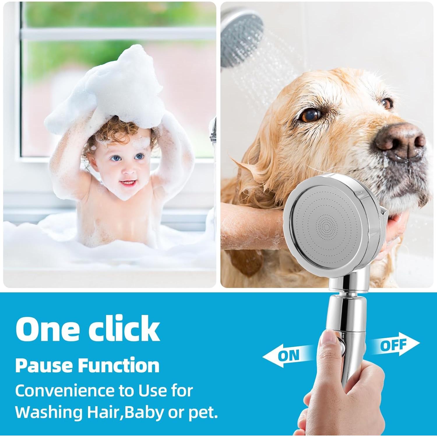 Cabezal de Ducha Marbrasse Alta Presión 3 Modos Cromo