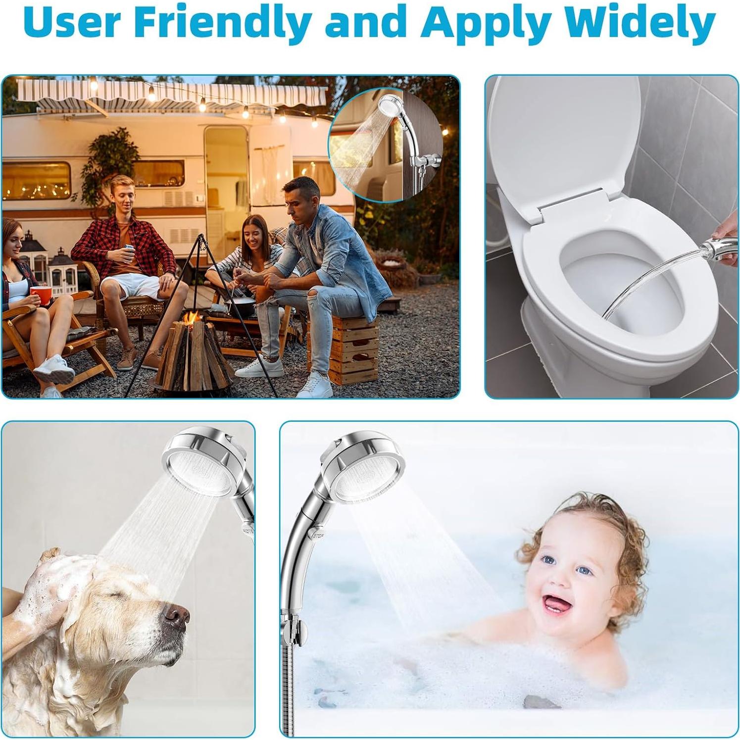 Cabezal de Ducha Marbrasse Alta Presión 3 Modos Cromo