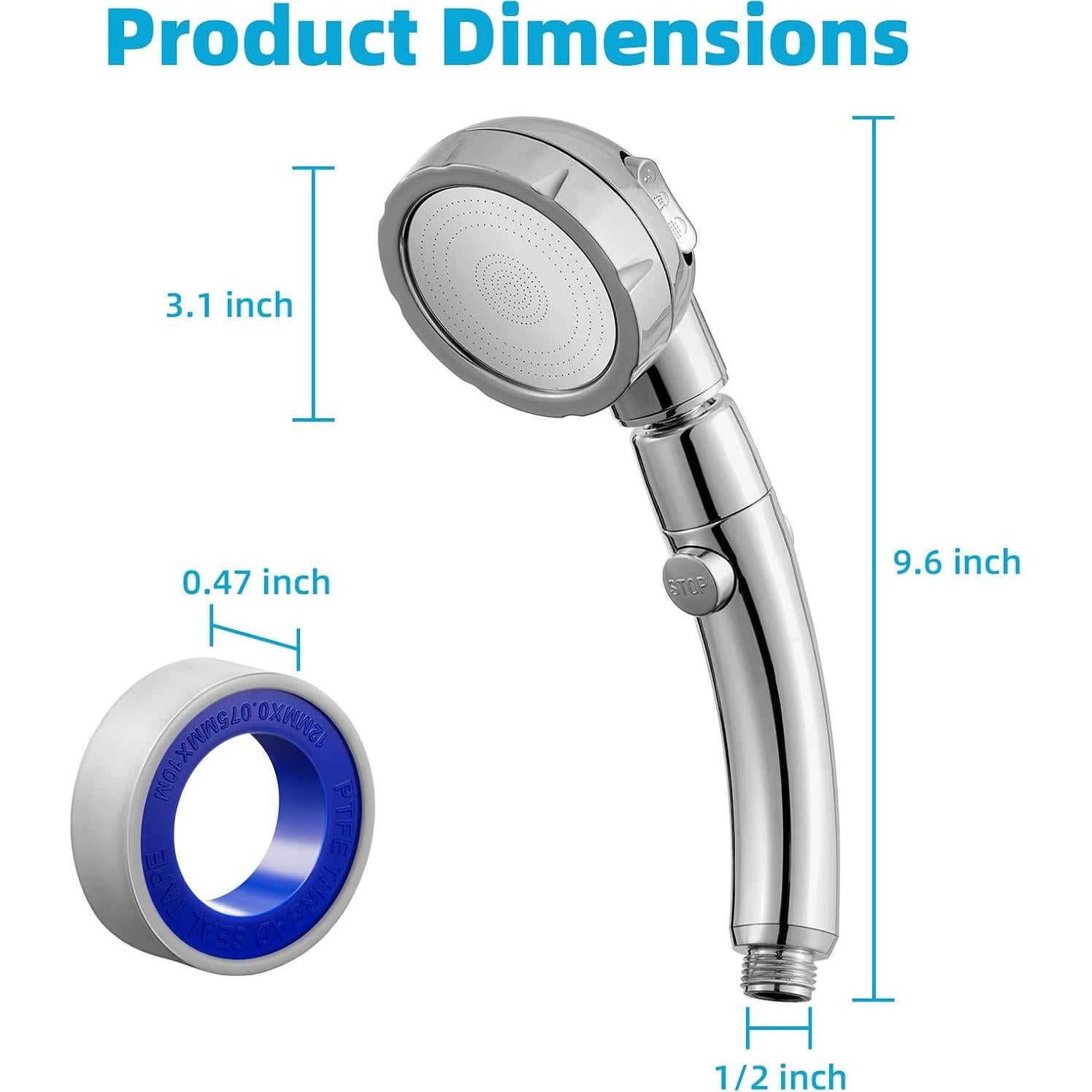 Cabezal de Ducha Marbrasse Alta Presión 3 Modos Cromo