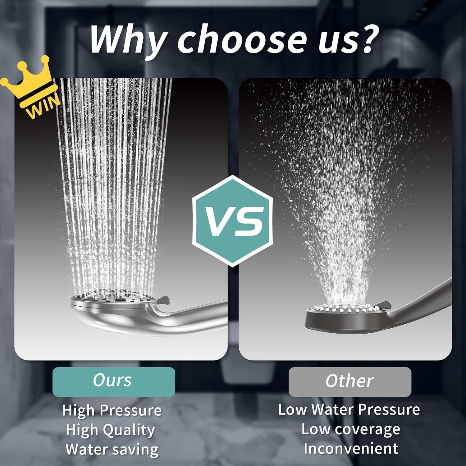 Cabezal de Ducha VKZK Alta Presión 8 Modos con Manguera 0.55 kg