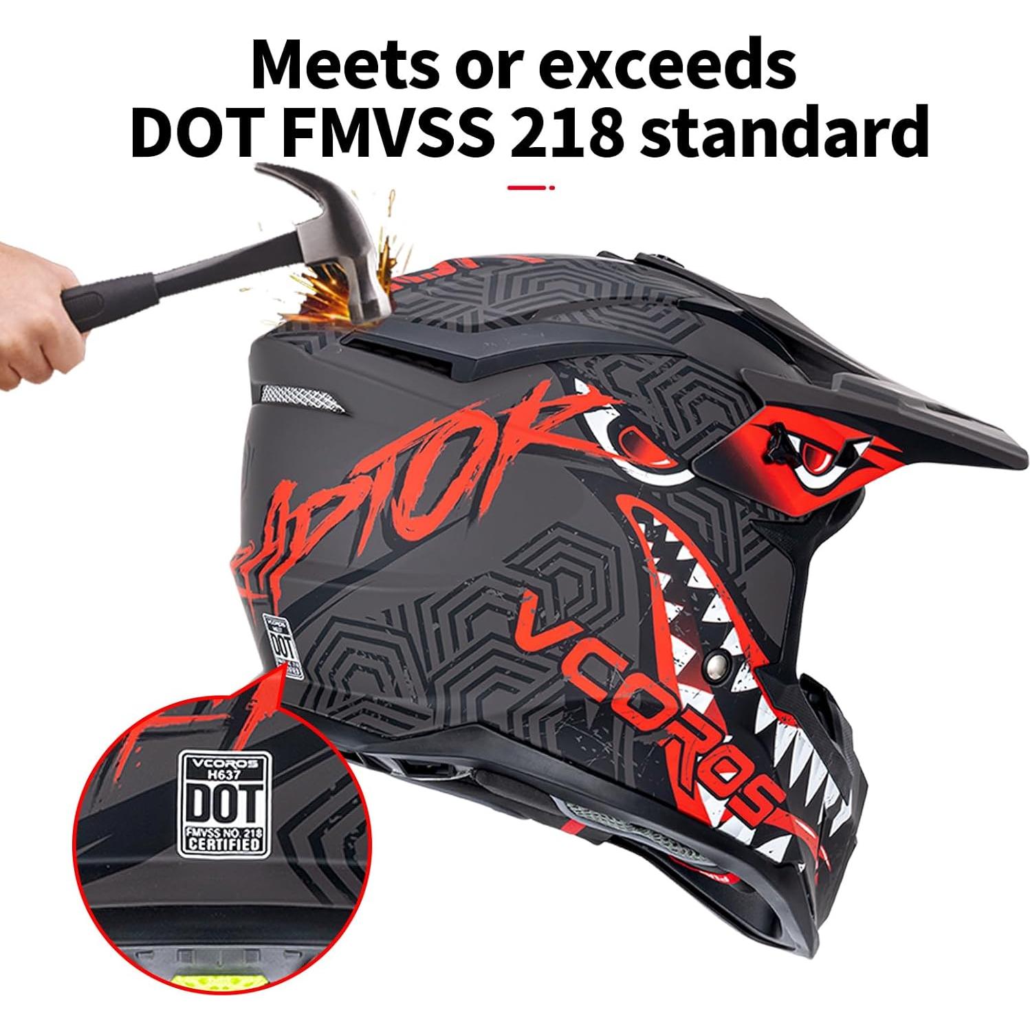 Casco de Motocross VCOROS H637 Adulto Negro Rojo