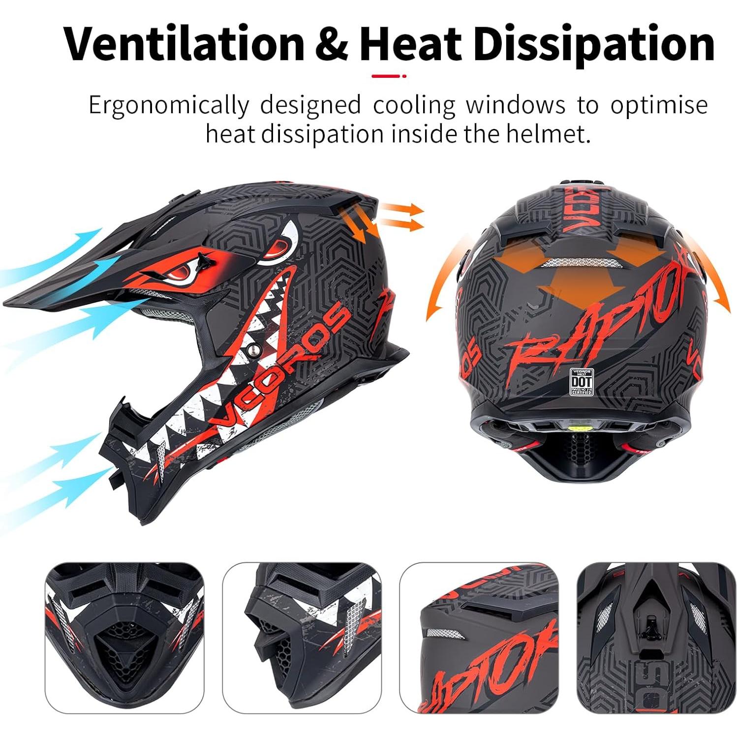 Casco de Motocross VCOROS H637 Adulto Negro Rojo