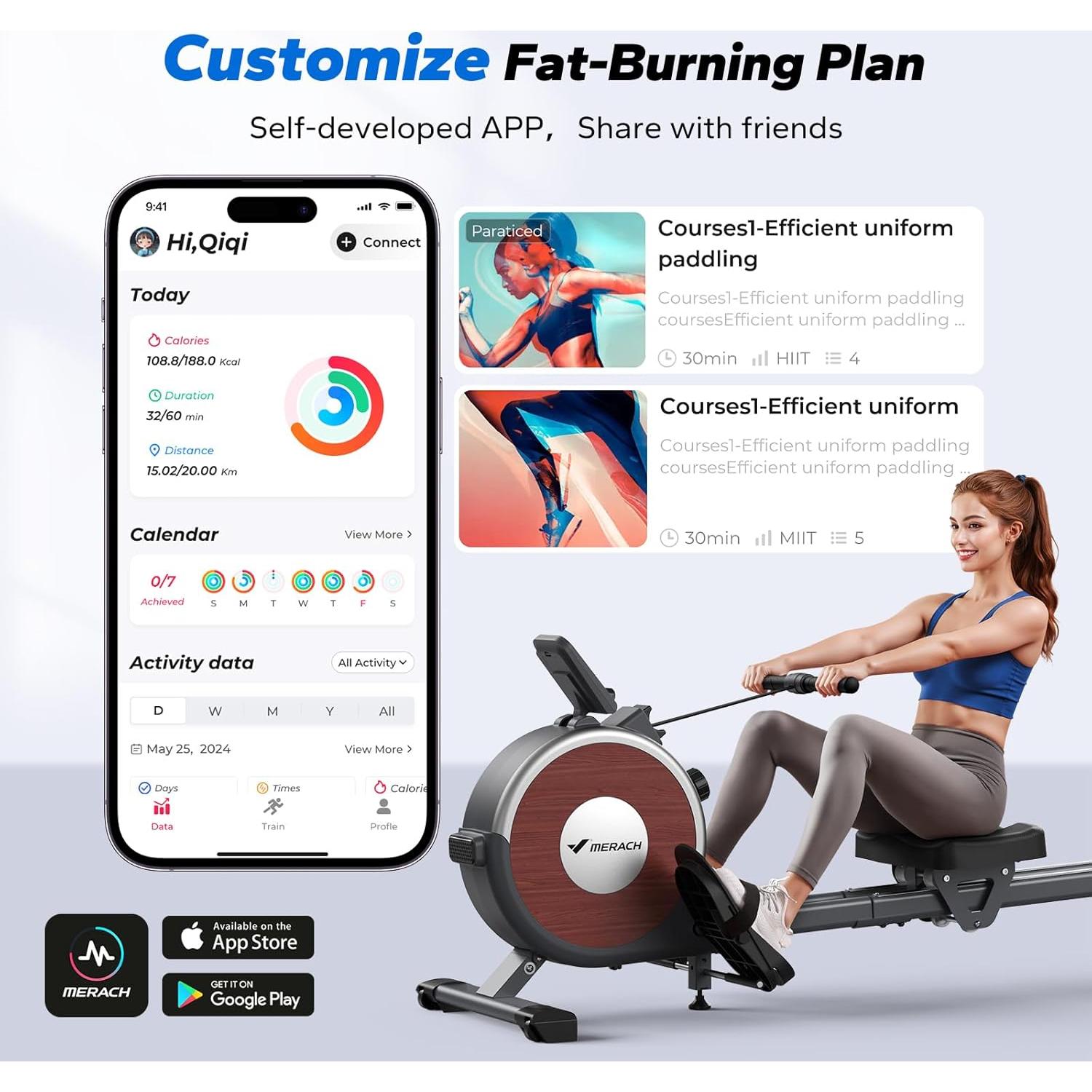 Máquina de Remo Magnética MERACH Q1S para el Hogar 159 kg