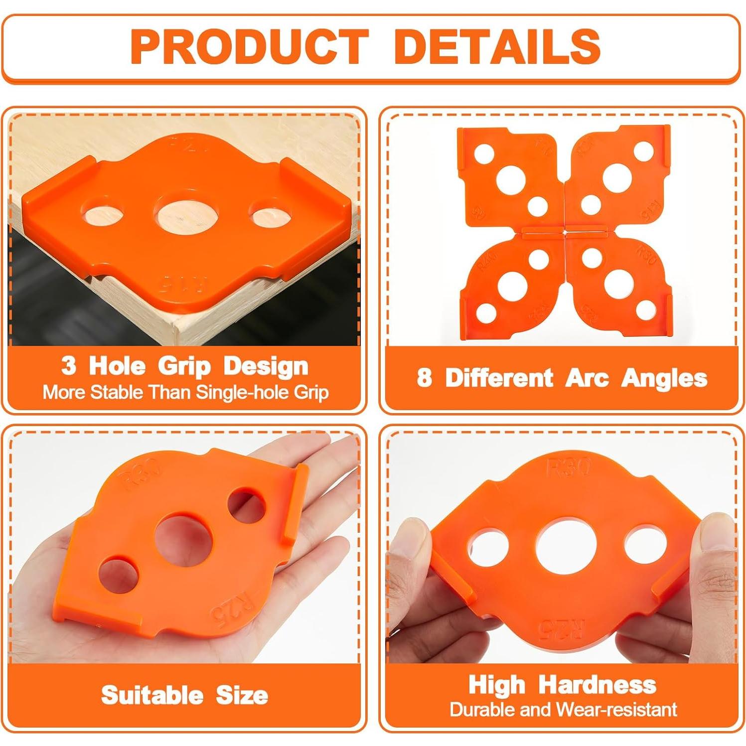 Plantillas de Router de Esquina Xuhal 4 Pcs ABS R5-R40