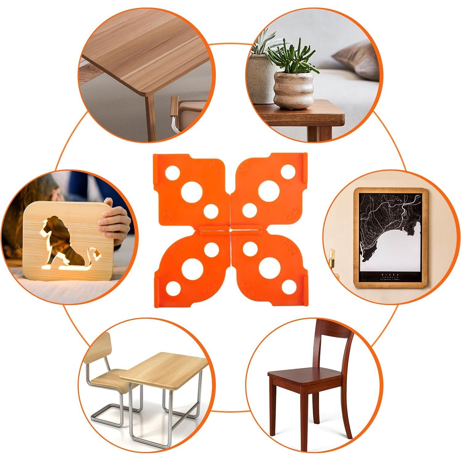 Plantillas de Router de Esquina Xuhal 4 Pcs ABS R5-R40