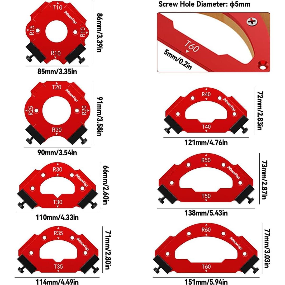 Plantilla de Router Esquina de Aluminio 7 PCS IMEANTop