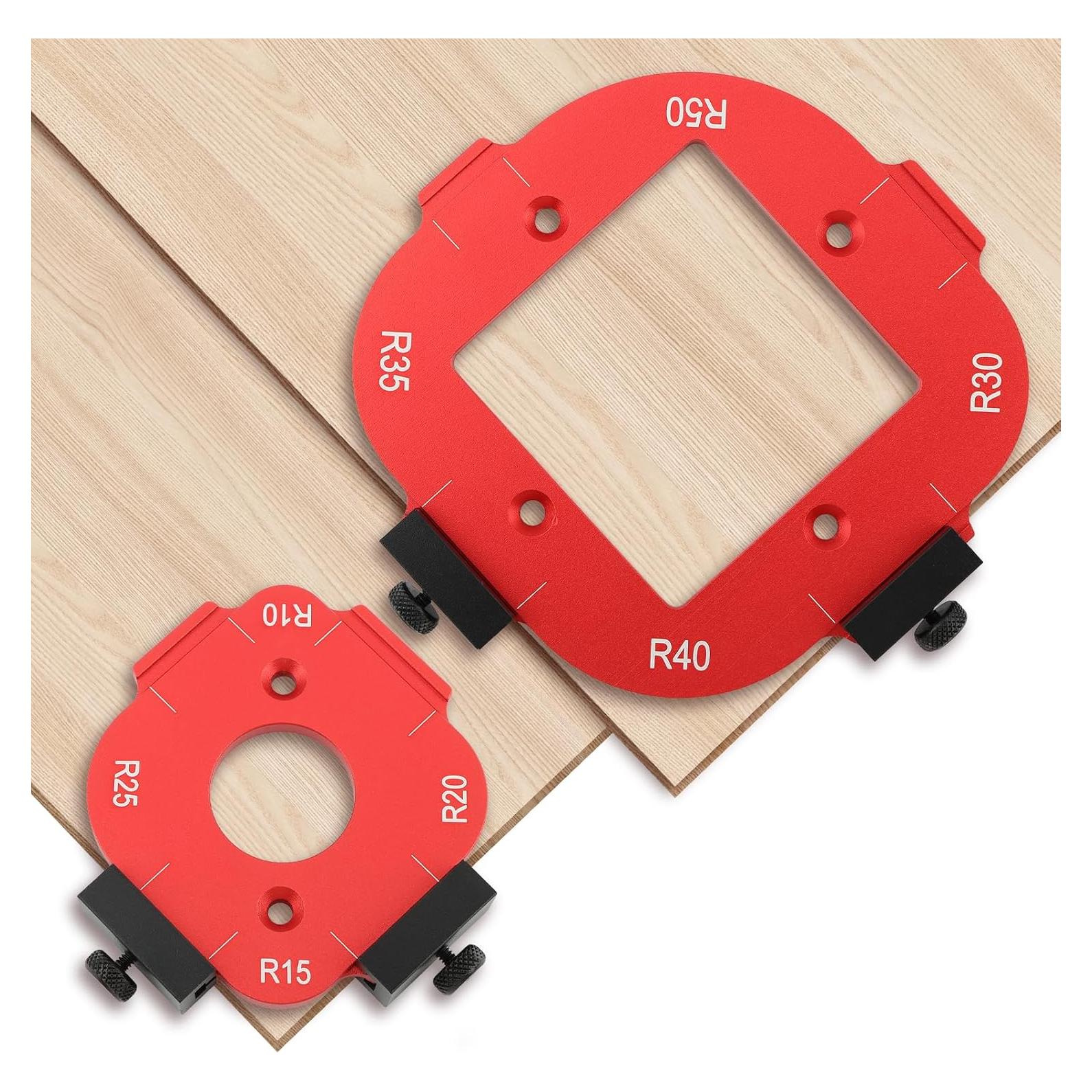 Corner Radius Template Router Jig with 8 Guides (R10-R50) - Aluminum Alloy Machined Woodworking Tool DIY Template, Adjustable Edge Stop for Router Table, Precision-Cut Round Corners
