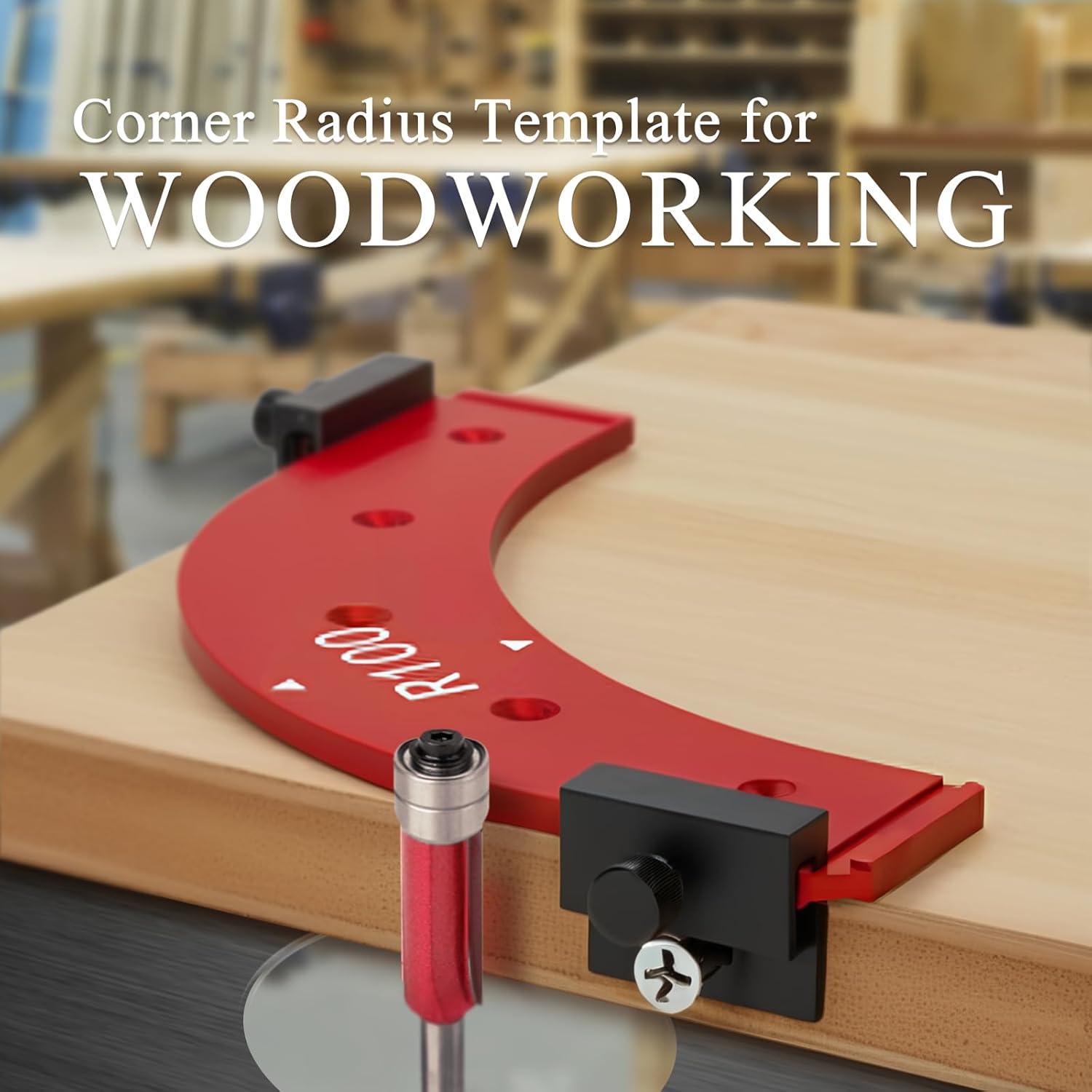 5PCS Router Corner Radius Template for Woodworking (R100 R150 R200 R250 R300) Aluminum Router Radius Jig & Corner Routing Guide Set, Durable Router Templates