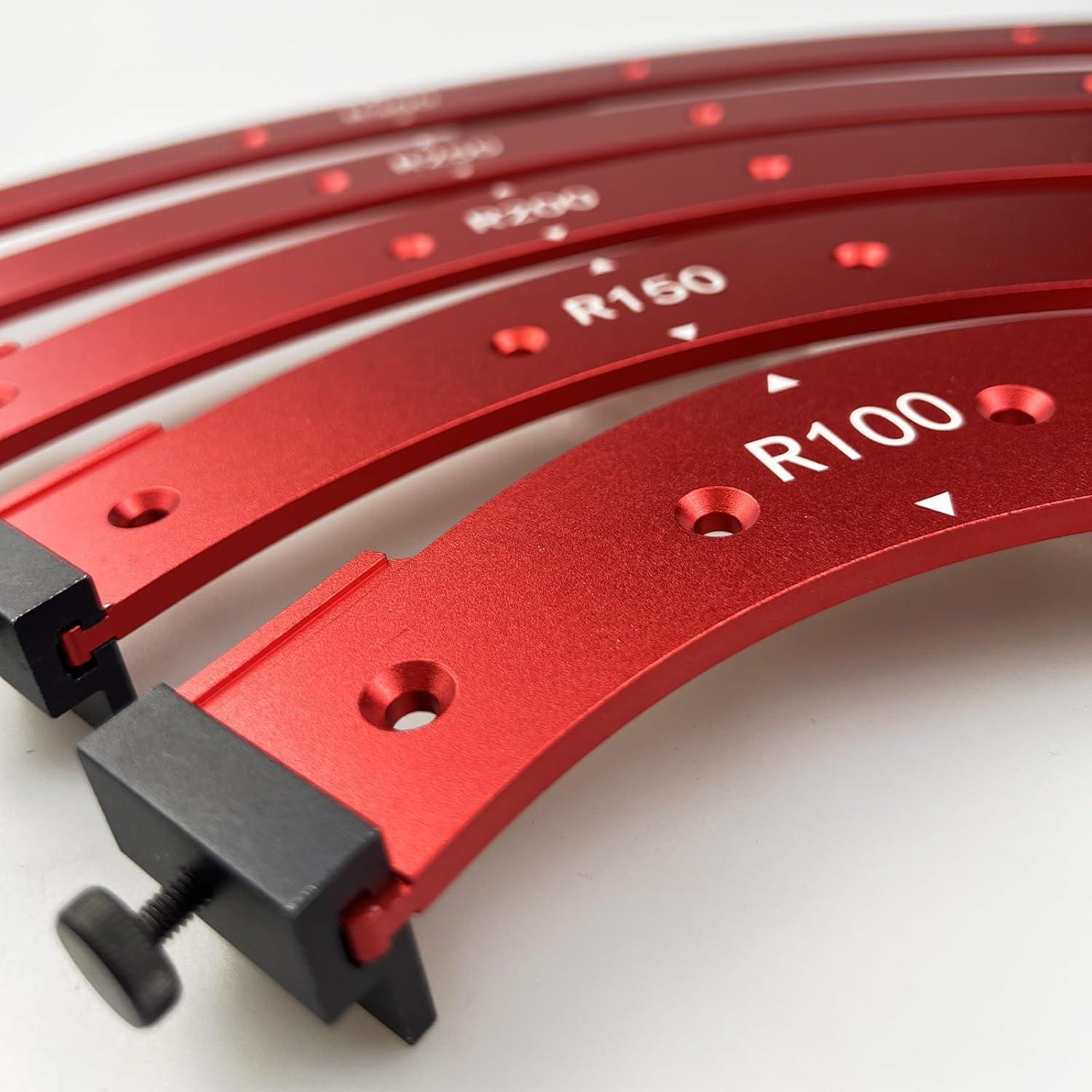 5PCS Router Corner Radius Template for Woodworking (R100 R150 R200 R250 R300) Aluminum Router Radius Jig & Corner Routing Guide Set, Durable Router Templates