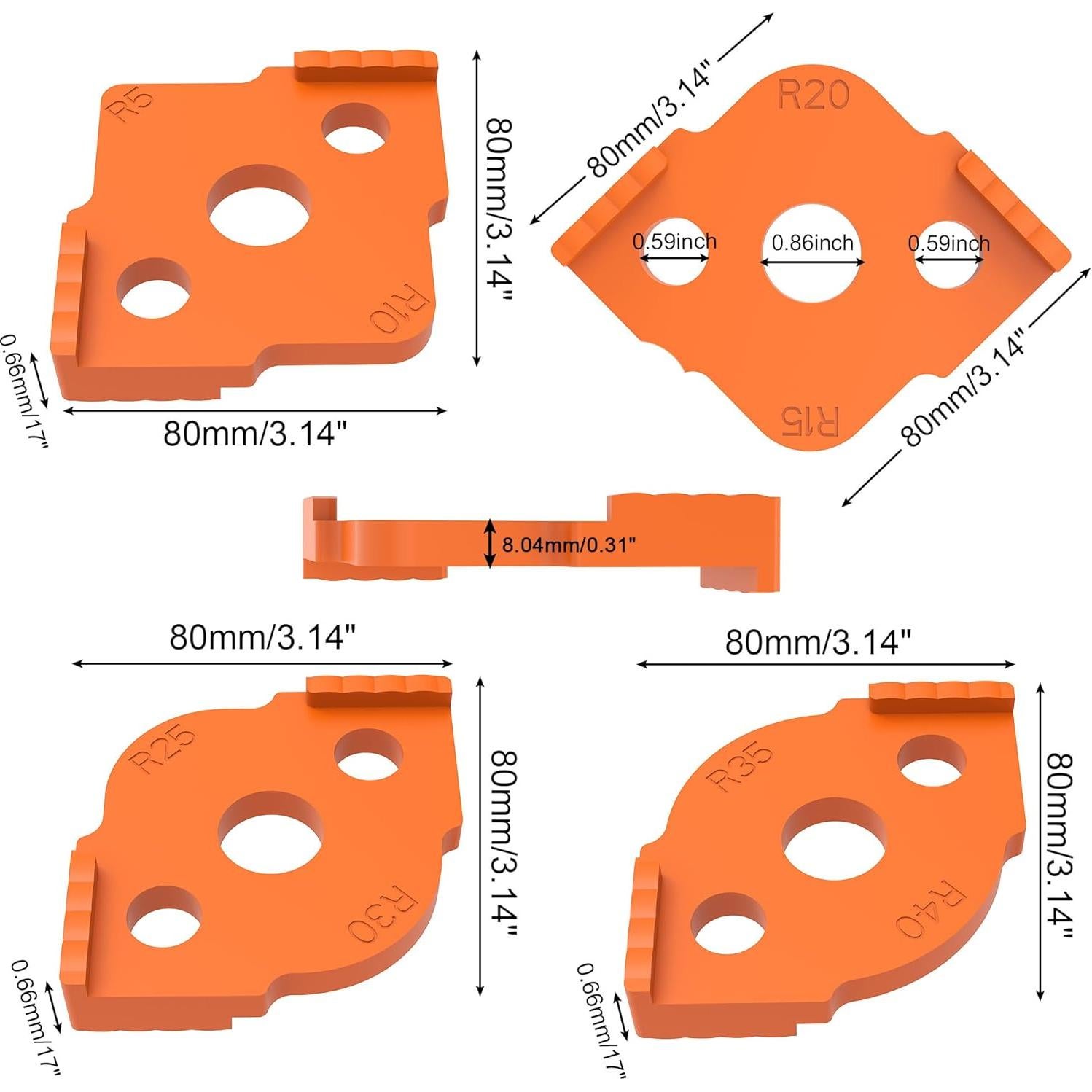 Plantillas de Router inBovoga 4 Pcs ABS CNC Esquinas Redondeadas