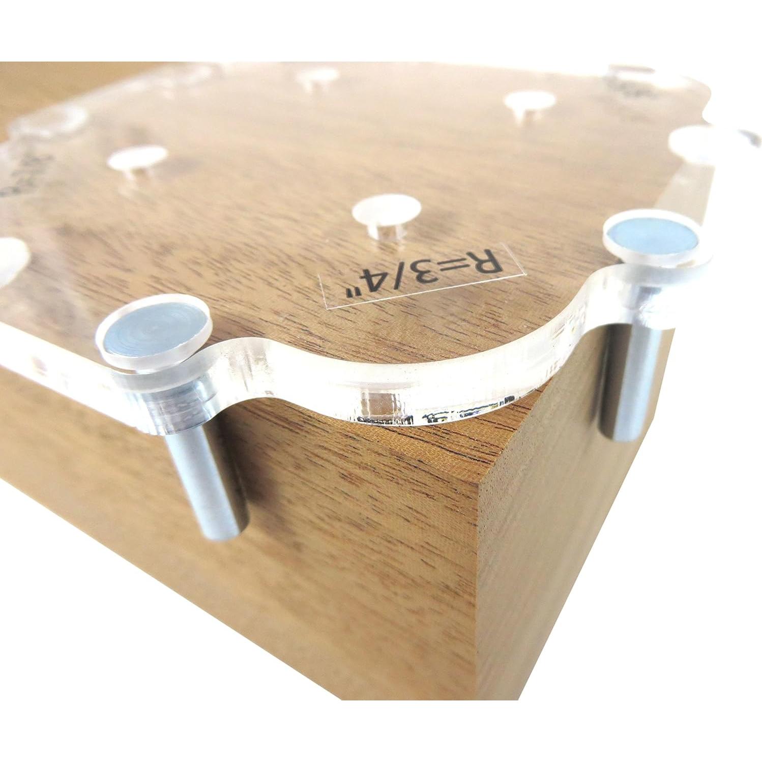 Taytools 300010 Outside Corner Radius Radii Router Template Guides, 12 Sizes from 1/8 to 1 Inch by 1/16ths, 5/16 Inches Thick CNC Machined Clear Acrylic, 4-3/4 Inches Square