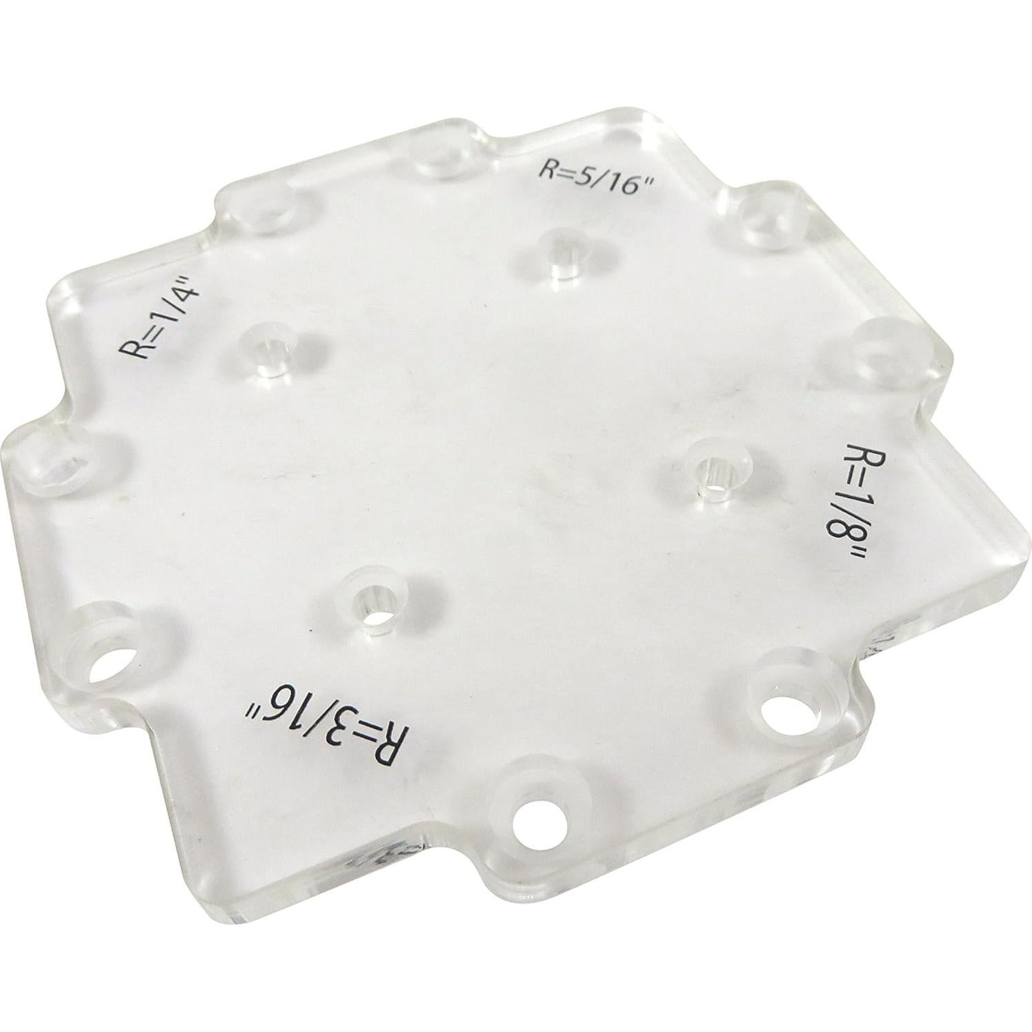 Taytools 300010 Outside Corner Radius Radii Router Template Guides, 12 Sizes from 1/8 to 1 Inch by 1/16ths, 5/16 Inches Thick CNC Machined Clear Acrylic, 4-3/4 Inches Square
