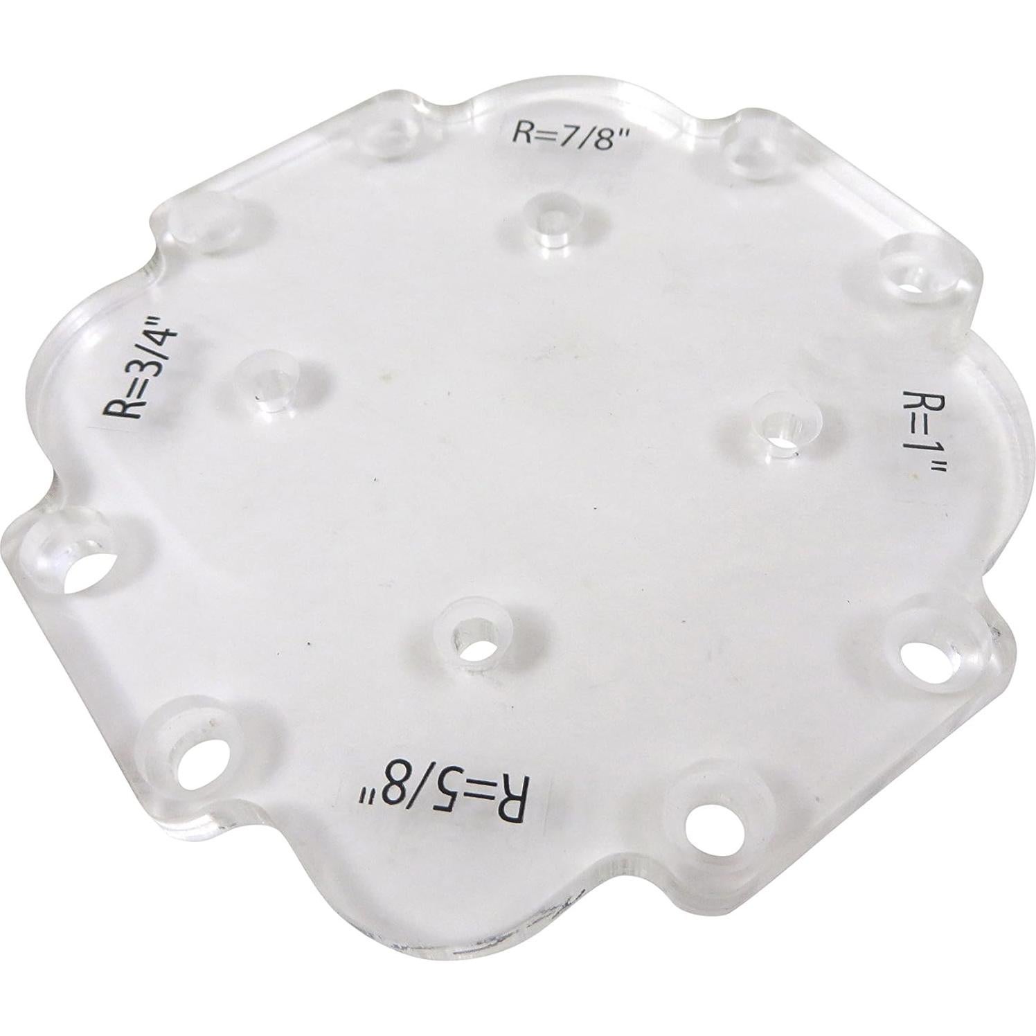 Taytools 300010 Outside Corner Radius Radii Router Template Guides, 12 Sizes from 1/8 to 1 Inch by 1/16ths, 5/16 Inches Thick CNC Machined Clear Acrylic, 4-3/4 Inches Square