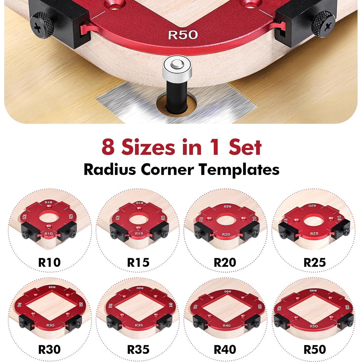 Plantilla de radio de esquina Draxzor 8 en 1 de aluminio