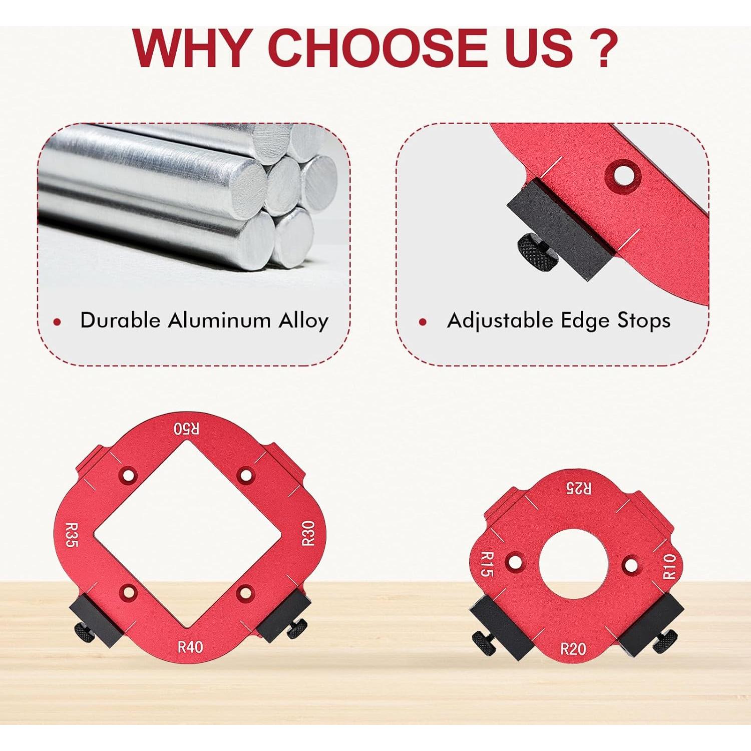 Plantilla de radio de esquina Draxzor 8 en 1 de aluminio