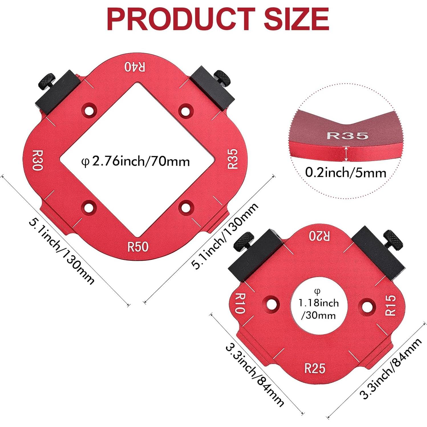 Plantilla de radio de esquina Draxzor 8 en 1 de aluminio