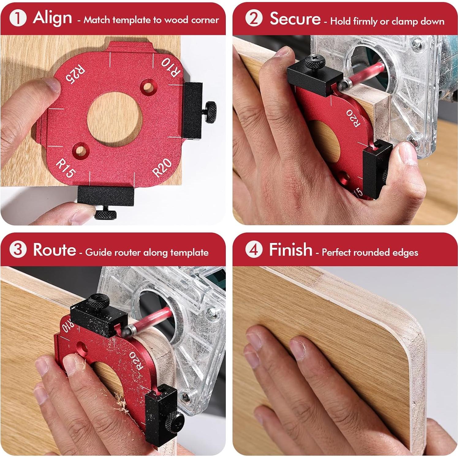 Plantilla de radio de esquina Draxzor 8 en 1 de aluminio