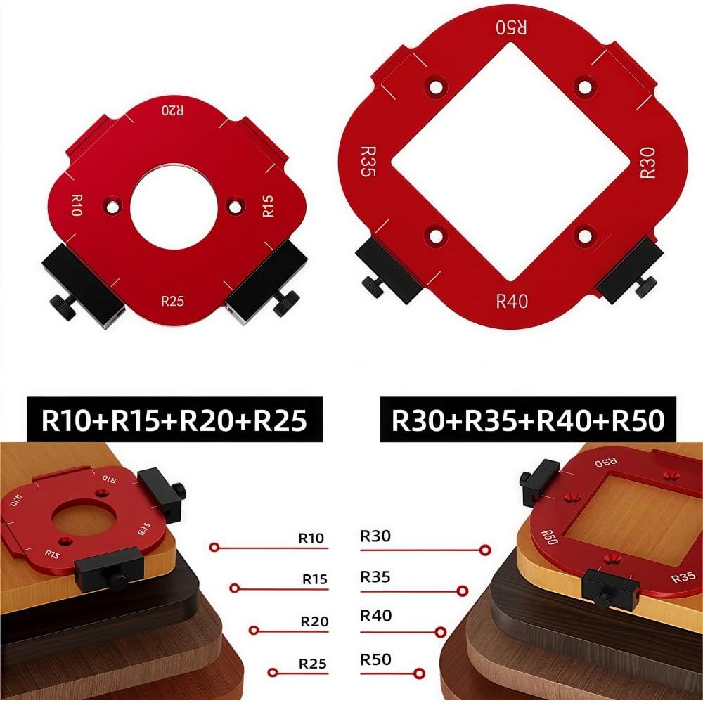 Plantilla de Radio de Esquina para Router YiJAYiCAMA - 2 Pcs R10-R50